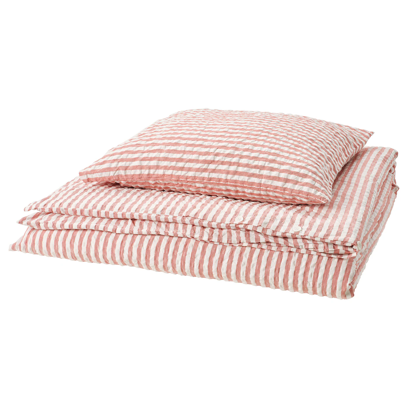 SMÅNUNNEÖRT Jorganska navlaka i jastučnica, crveno-smeđa bela/prugasto, 150x200/50x60 cm