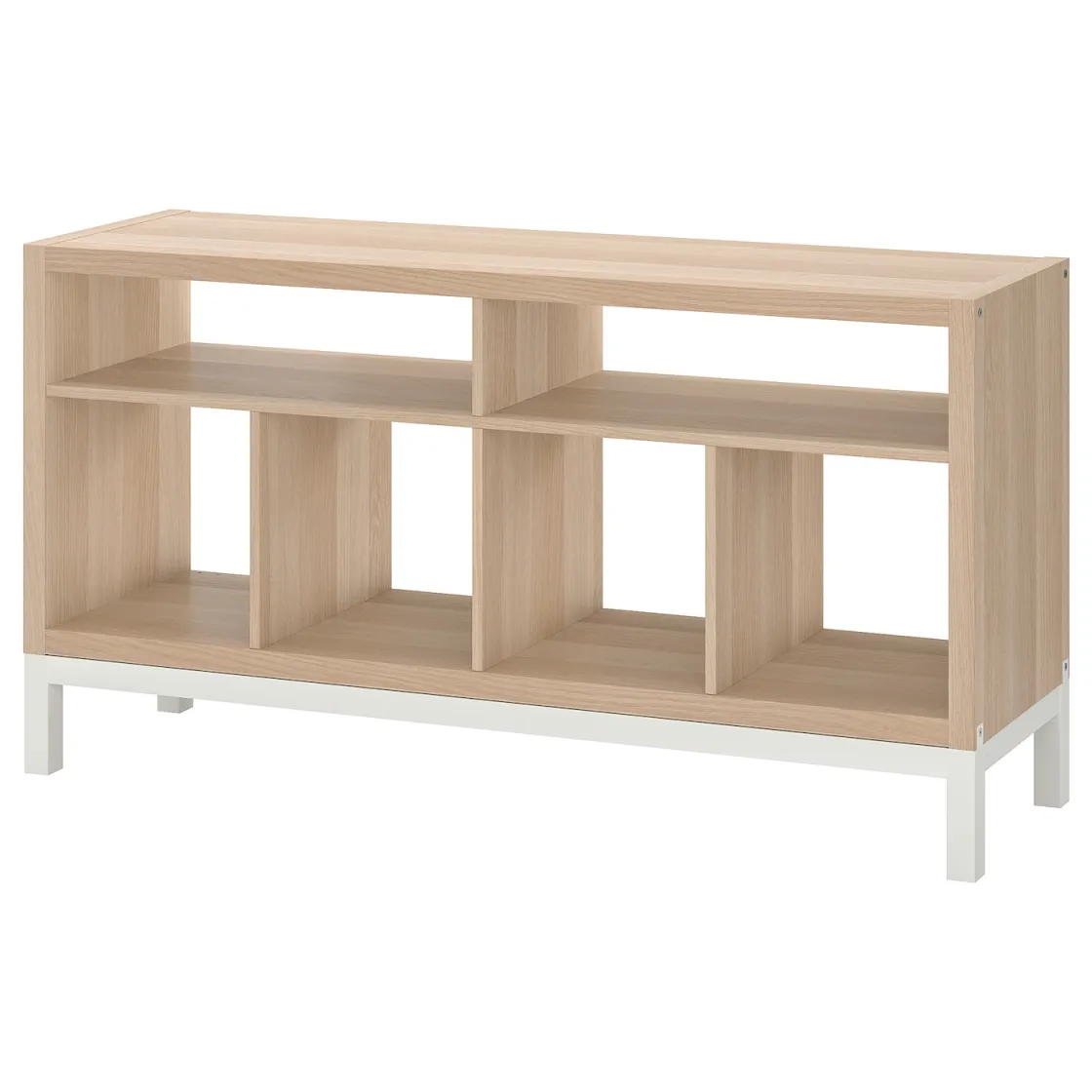 KALLAX TV klupa s podokvirom, belo b. im. hrastovine, 147x39x78 cm