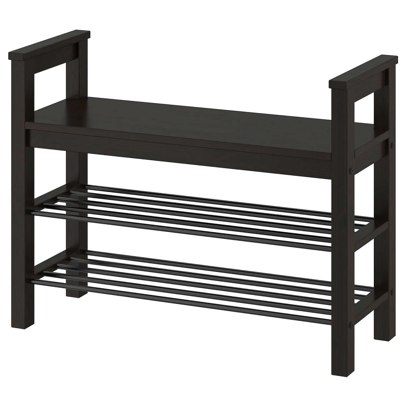 HEMNES Klupa s ormarićem za obuću, crnosmeđa, 85x32x65 cm