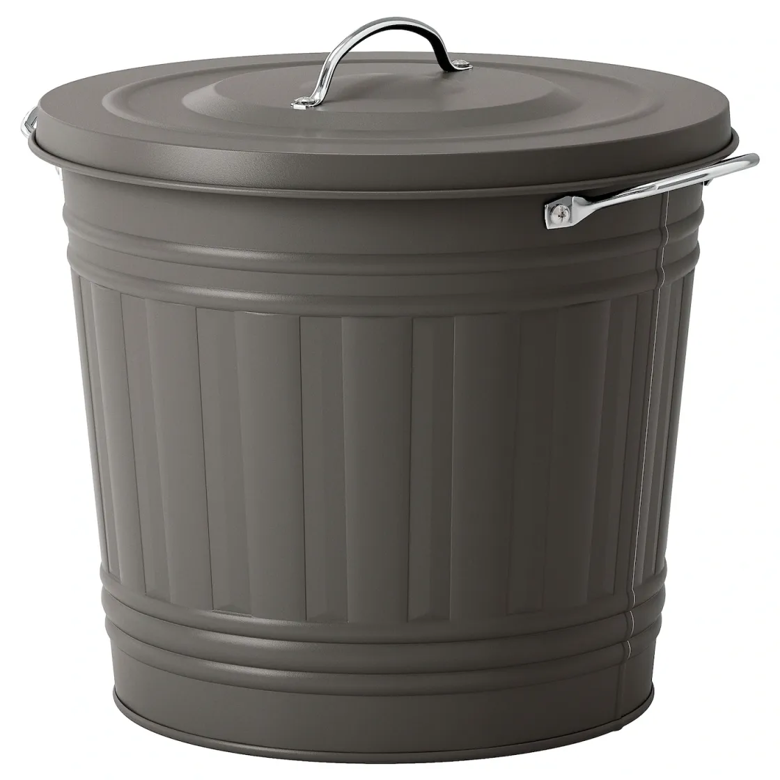 KNODD Kanta s poklopcem, siva, 16 l