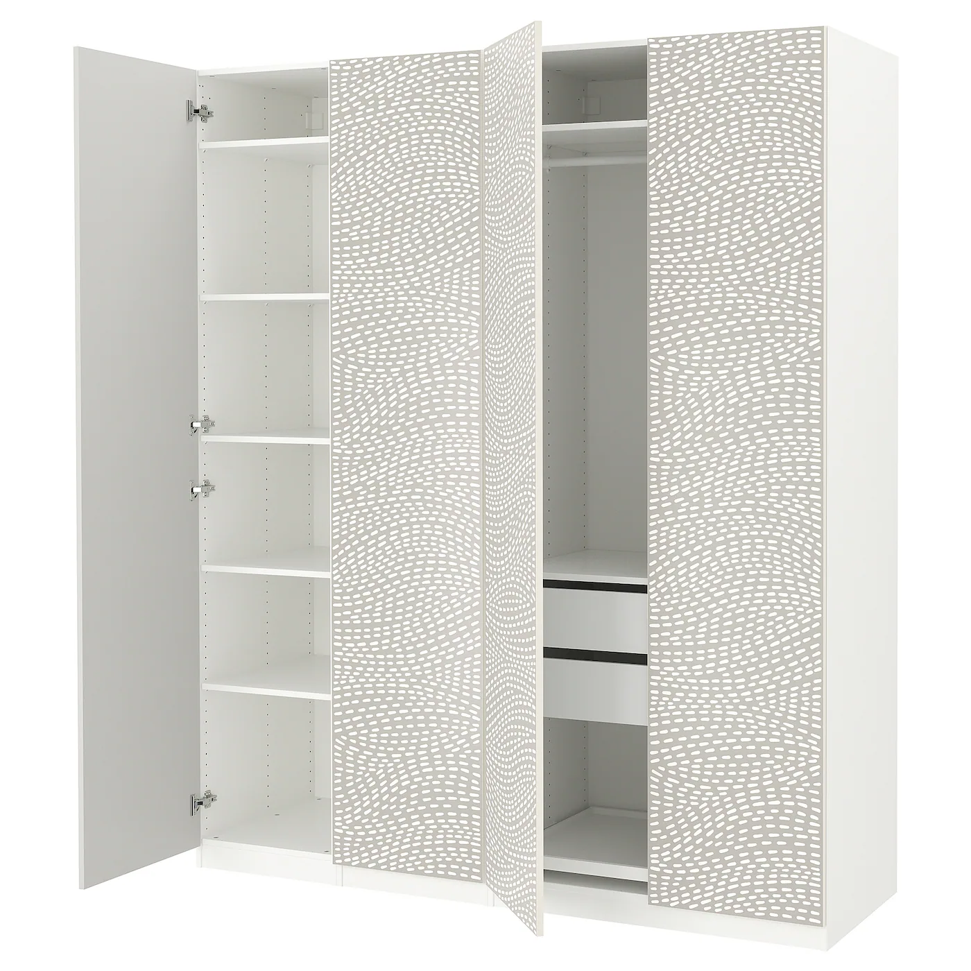 PAX / MISTUDDEN Kombinacija garderobera, bela/siva dezenirano, 200x60x236 cm