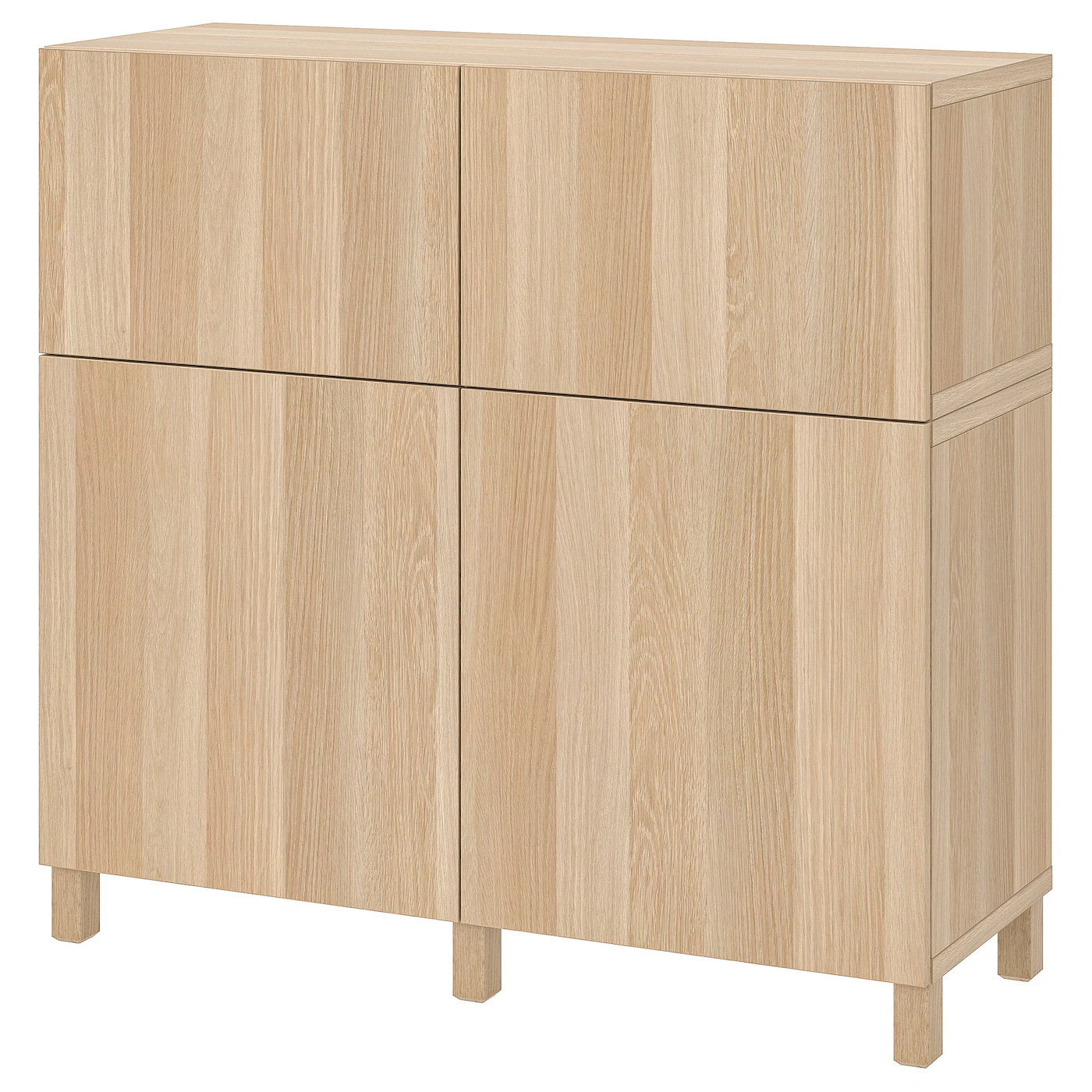 BESTÅ Komb.odlaganje s vratima/fiokama, belo bajcovano im. hrastovine/Lappviken/Stubbarp, 120x42x112 cm
