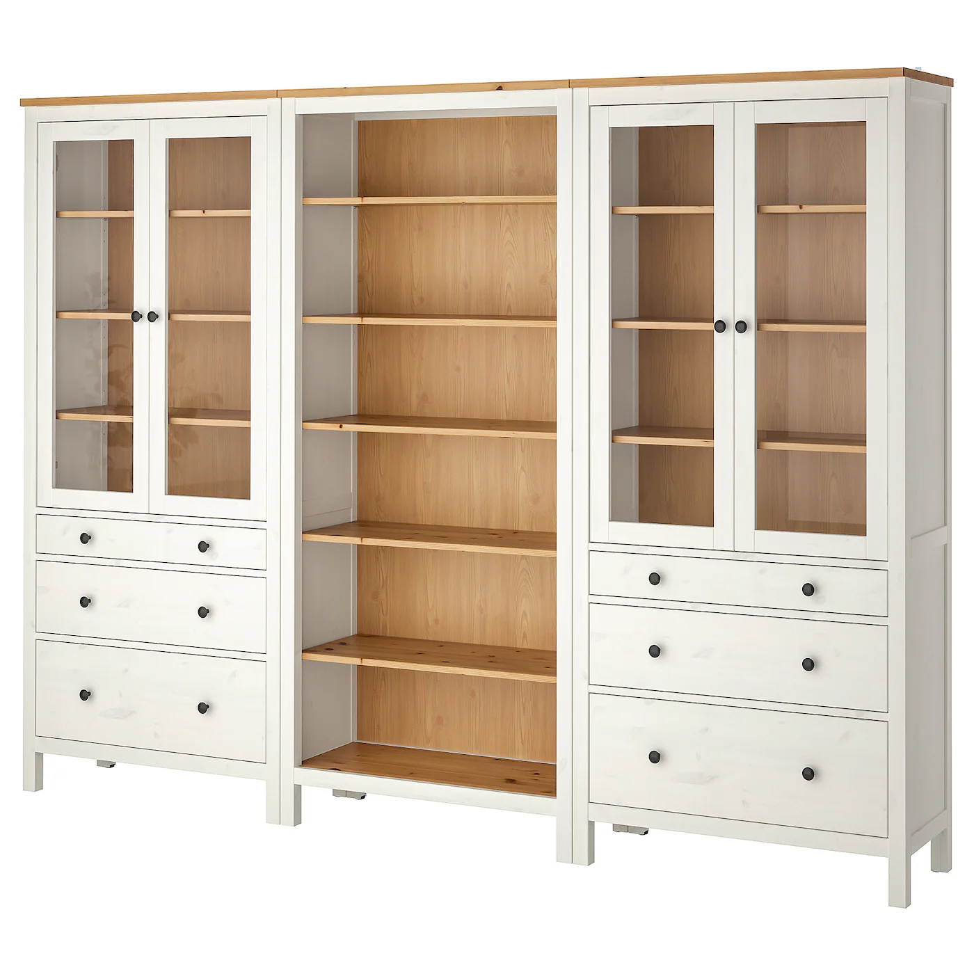 HEMNES Komb.odlaganje s vratima/fiokama, belo bajcovano/svetlosmeđa, 270x197 cm