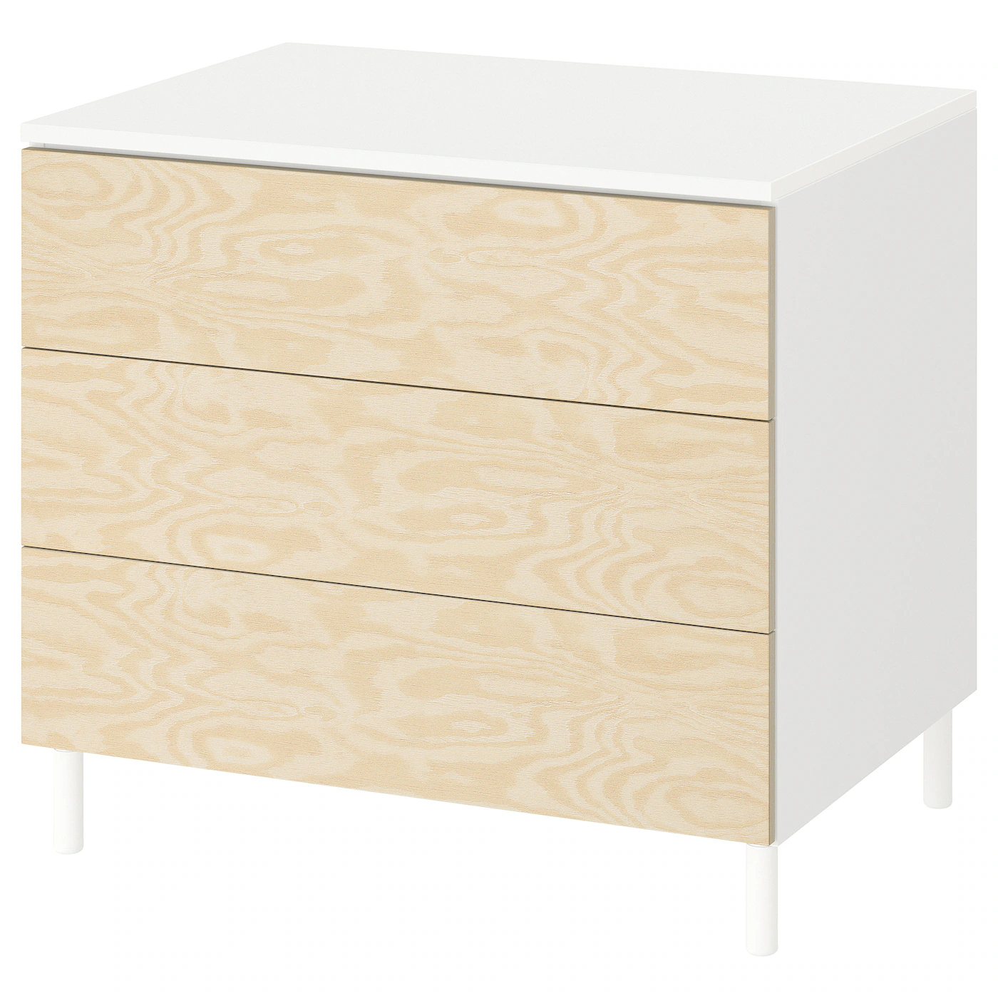 PLATSA Komoda s 3 fioke, bela/Kalbåden živopisna imitacija bora, 80x57x73 cm