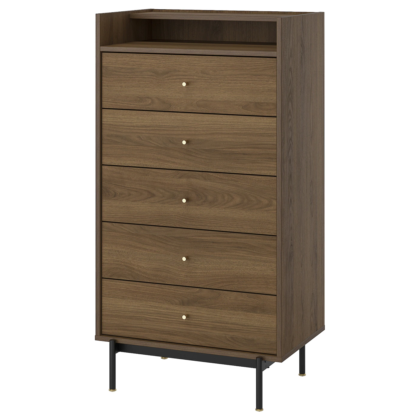 RÅDMANSÖ Komoda s 5 fioka, smeđa im. orahovine, 70x48x132 cm