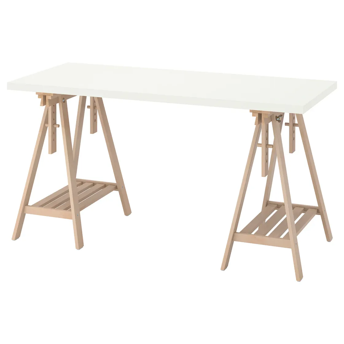 LAGKAPTEN / MITTBACK Radni sto, bela/breza, 140x60 cm