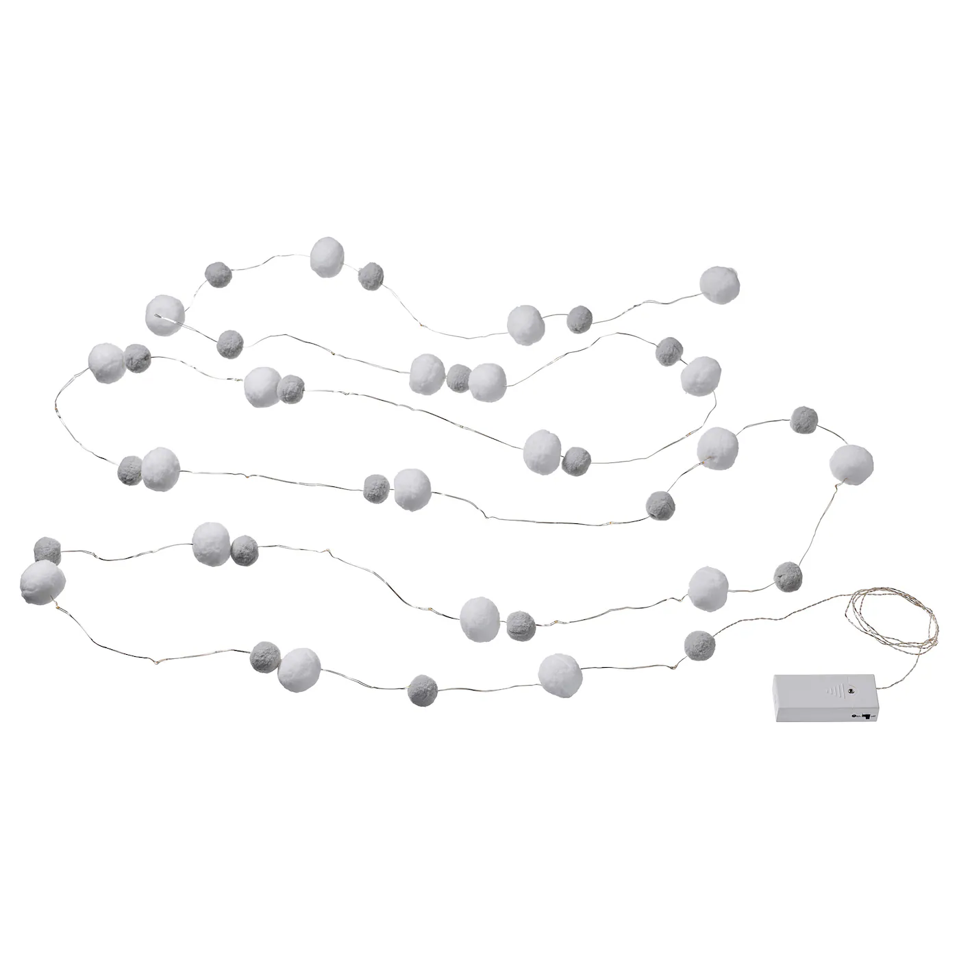 AKTERPORT LED lanac s 40 svetala, na baterije mini/pom-pom bela/siva