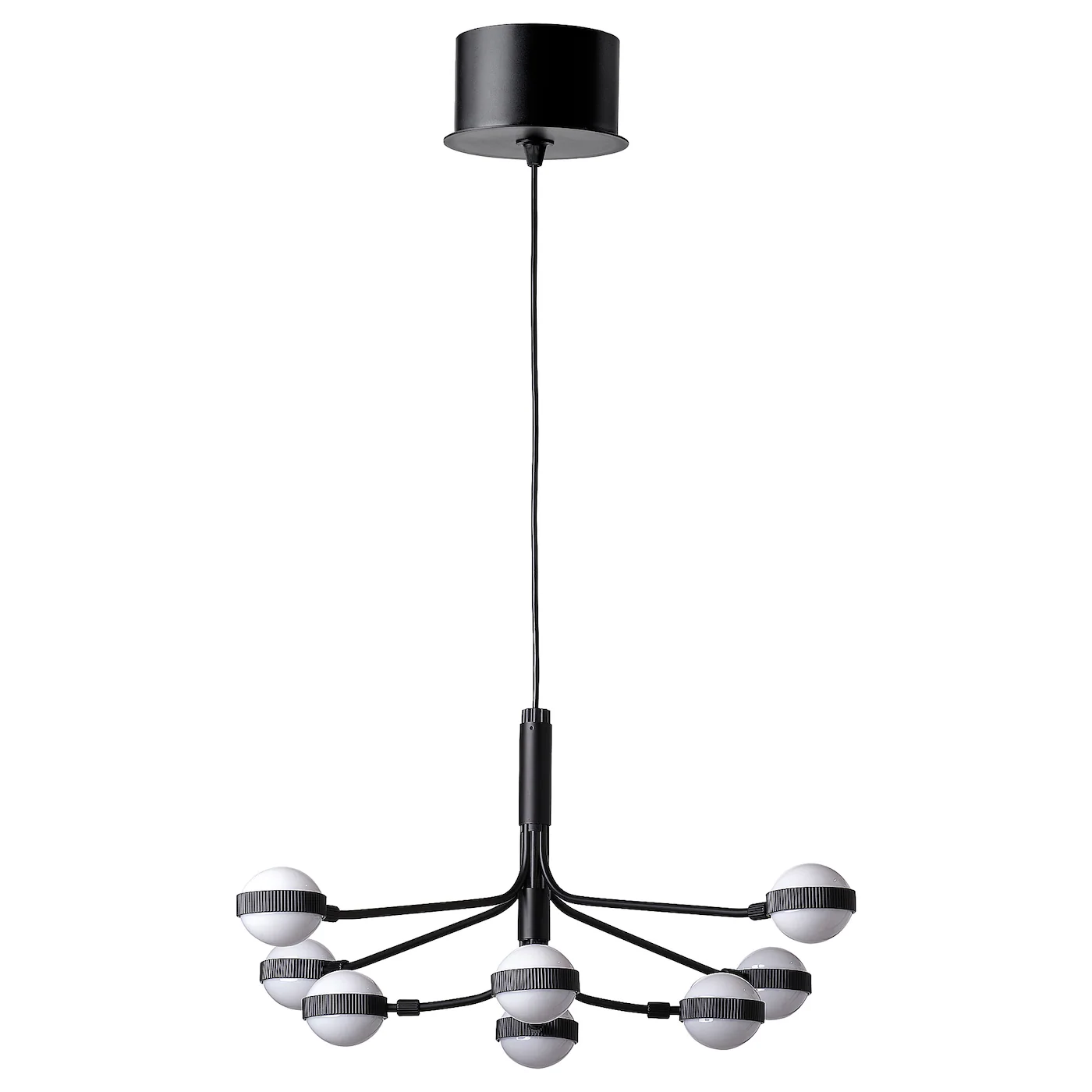 STORSLINGA LED luster, 8-kraki, crna/bela, 70 cm