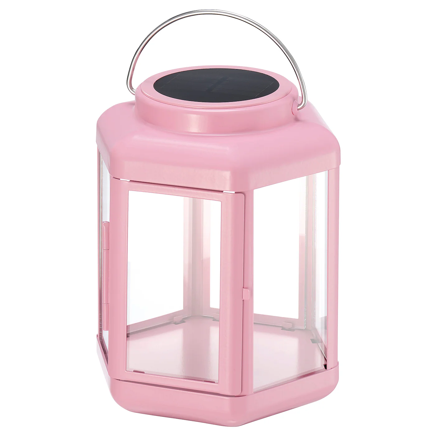SOLVINDEN LED solarna stona lampa, fenjer/roze, 17 cm