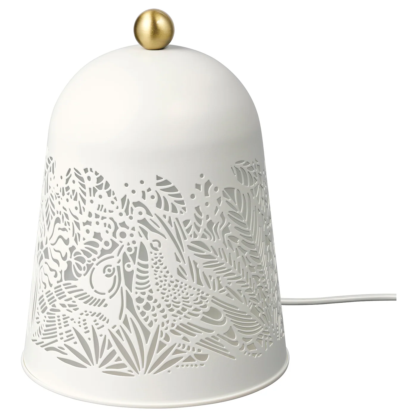 SOLSKUR LED stona lampa, bela/boja mesinga
