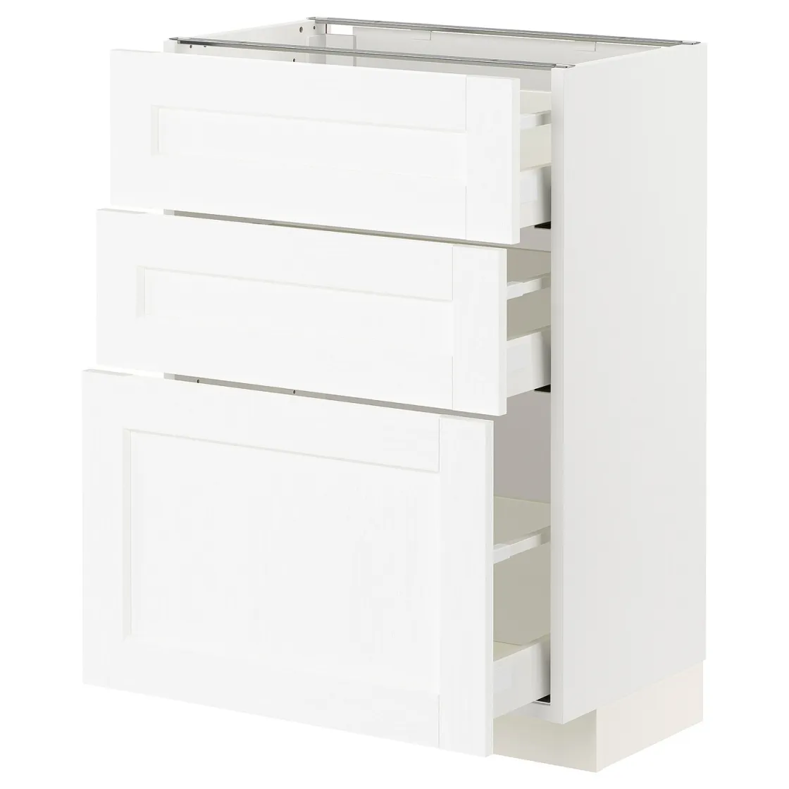METOD / MAXIMERA Podni element s 3 fioke, bela Enköping/bela im. drveta, 60x37 cm