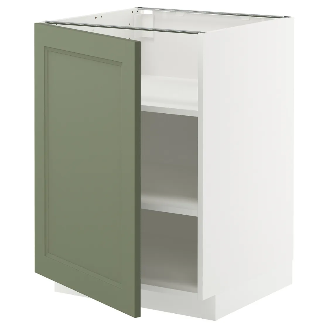 METOD Podni element s policama, bela/Axstad sivozelena, 60x60 cm