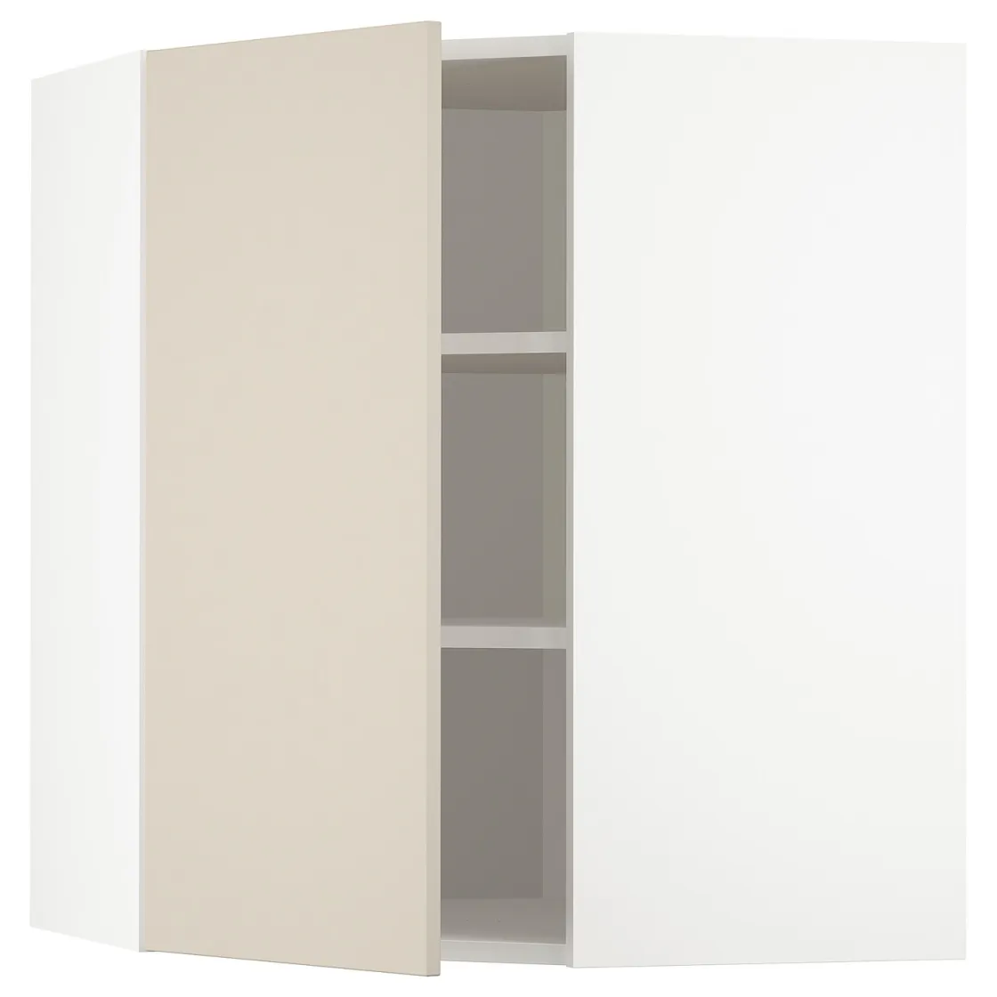 METOD Ugaoni zidni element s policama, bela/Havstorp bež, 68x80 cm