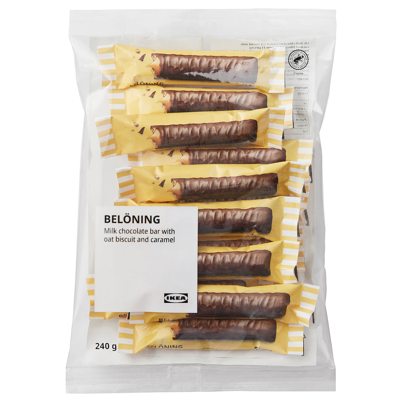 BELÖNING Mlečna čokolada, tabla, ovas i karamela Sa sertifikatom Rainforest Alliance, 240 g