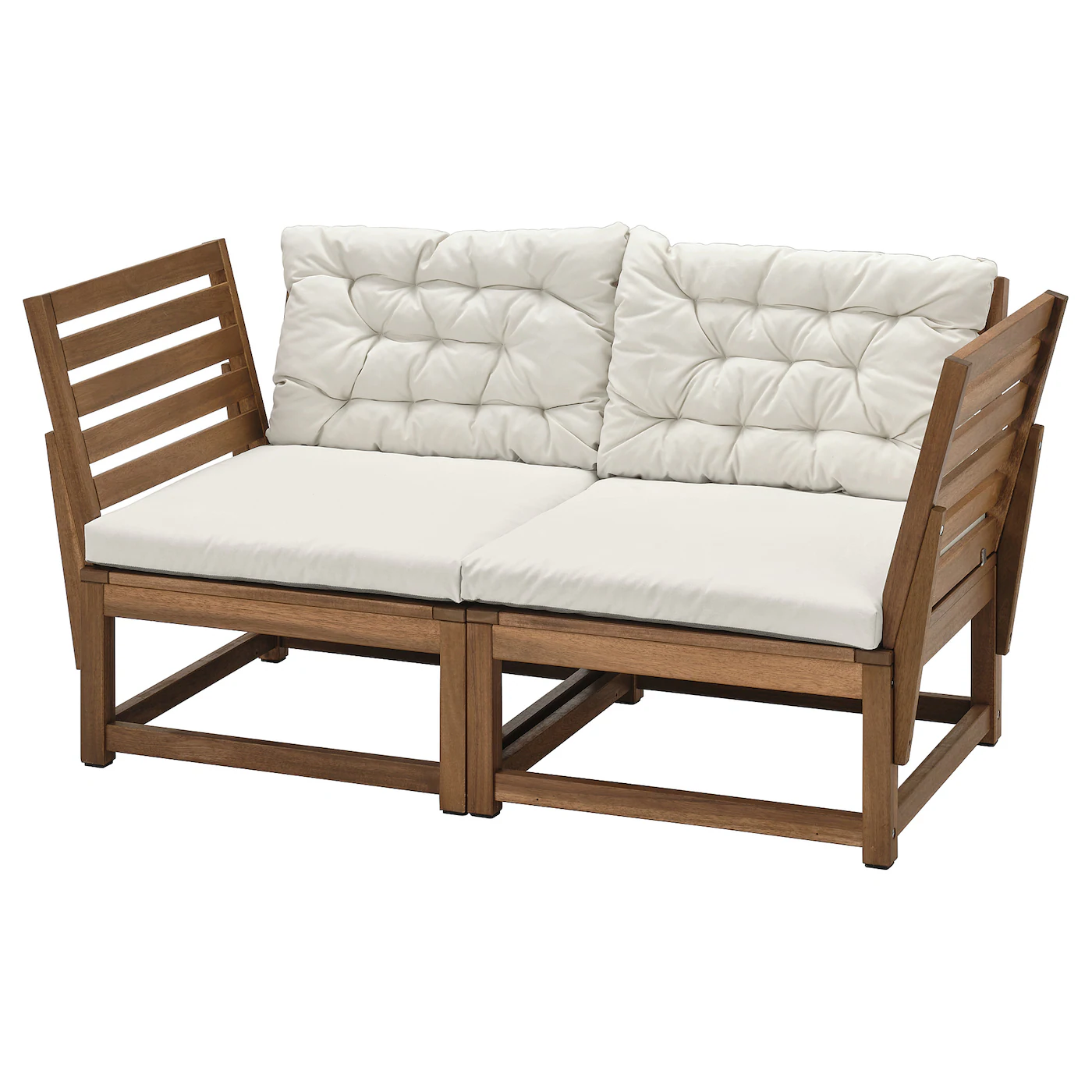 NÄMMARÖ Modularna sofa dvosed, spolja, rukohvati svetlosmeđe bajcovano/Kuddarna svetla sivobež