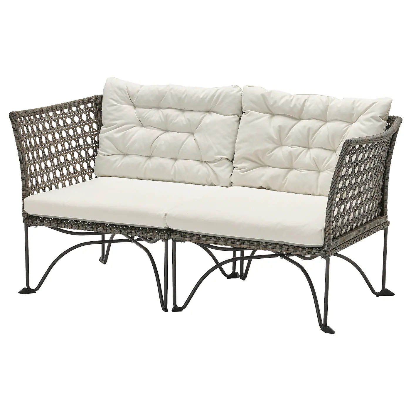 JUTHOLMEN Modularna sofa dvosed, spolja, tamnosiva/Kuddarna svetla sivobež
