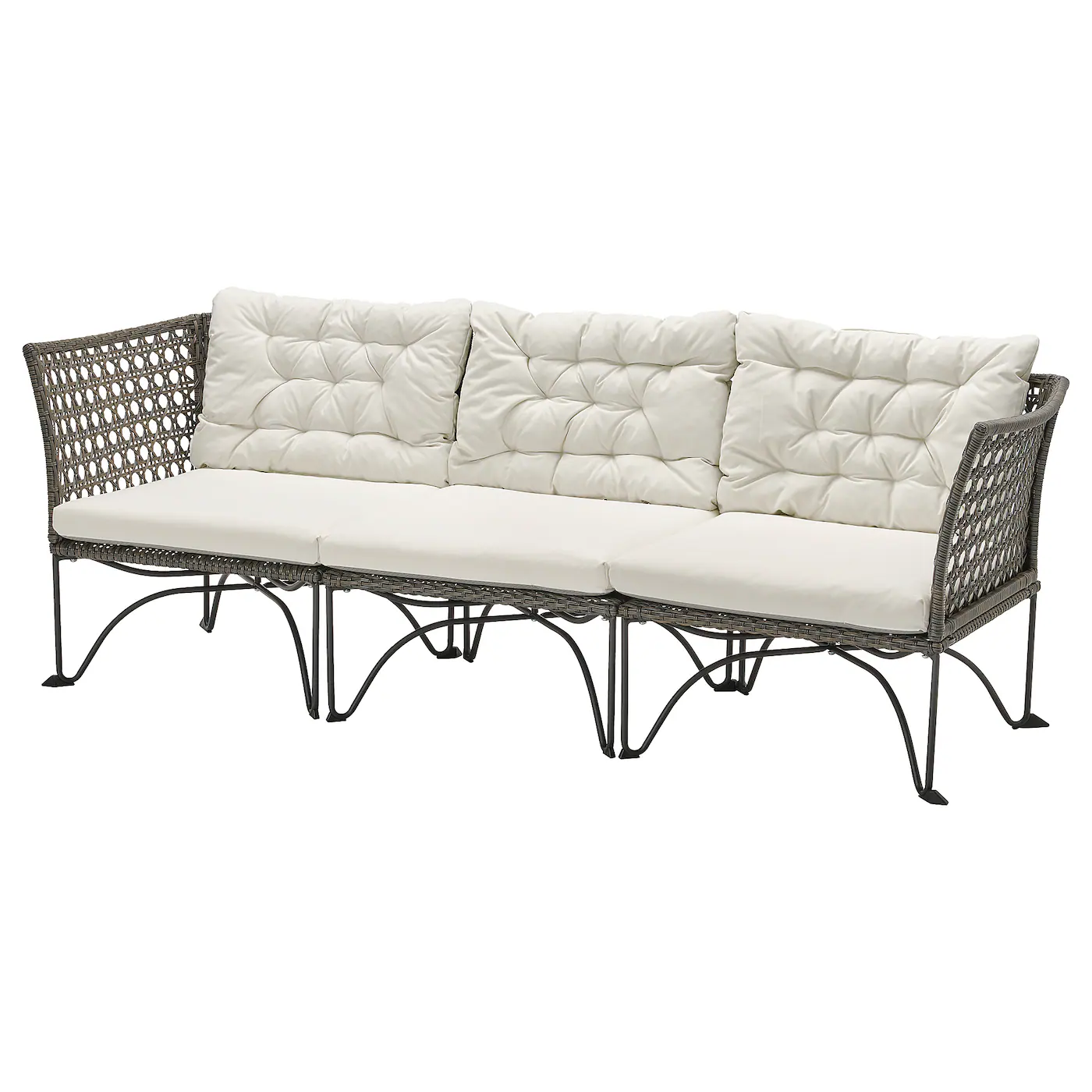 JUTHOLMEN Modularna sofa trosed, spolja, tamnosiva/Kuddarna svetla sivobež, 210x73 cm