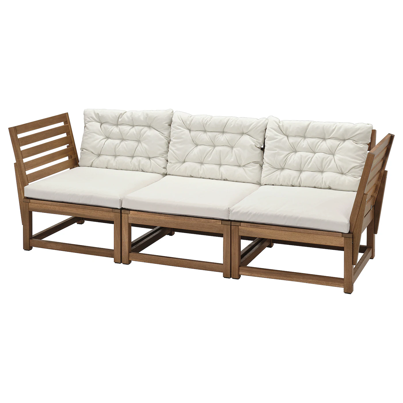 NÄMMARÖ Modularna sofa trosed, spolja, rukohvati svetlosmeđe bajcovano/Kuddarna svetla sivobež