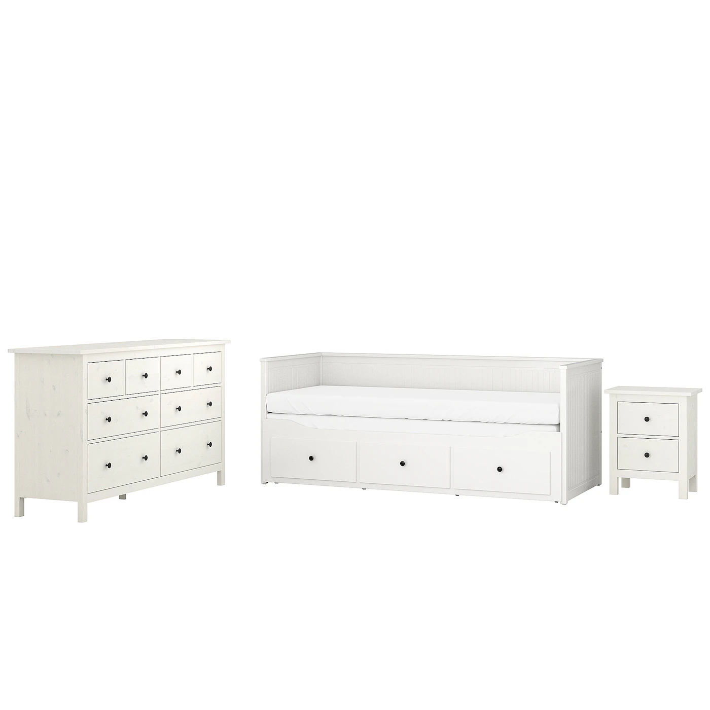 HEMNES Nameštaj za spavaću sobu, 3 k., belo bajcovano, 80x200 cm