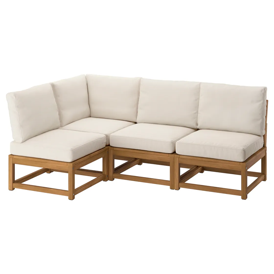 NÄMMARÖ Modularna ugaona sofa za 3 osobe, napolju svetlosmeđe bajcovano/Frösön/Duvholmen bež