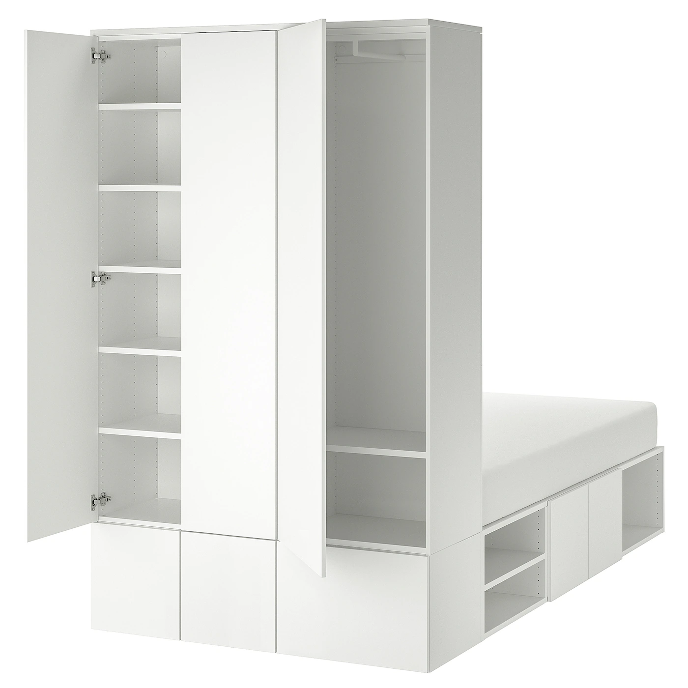 PLATSA Okvir kreveta s 10 vrata, bela, 143x244x223 cm