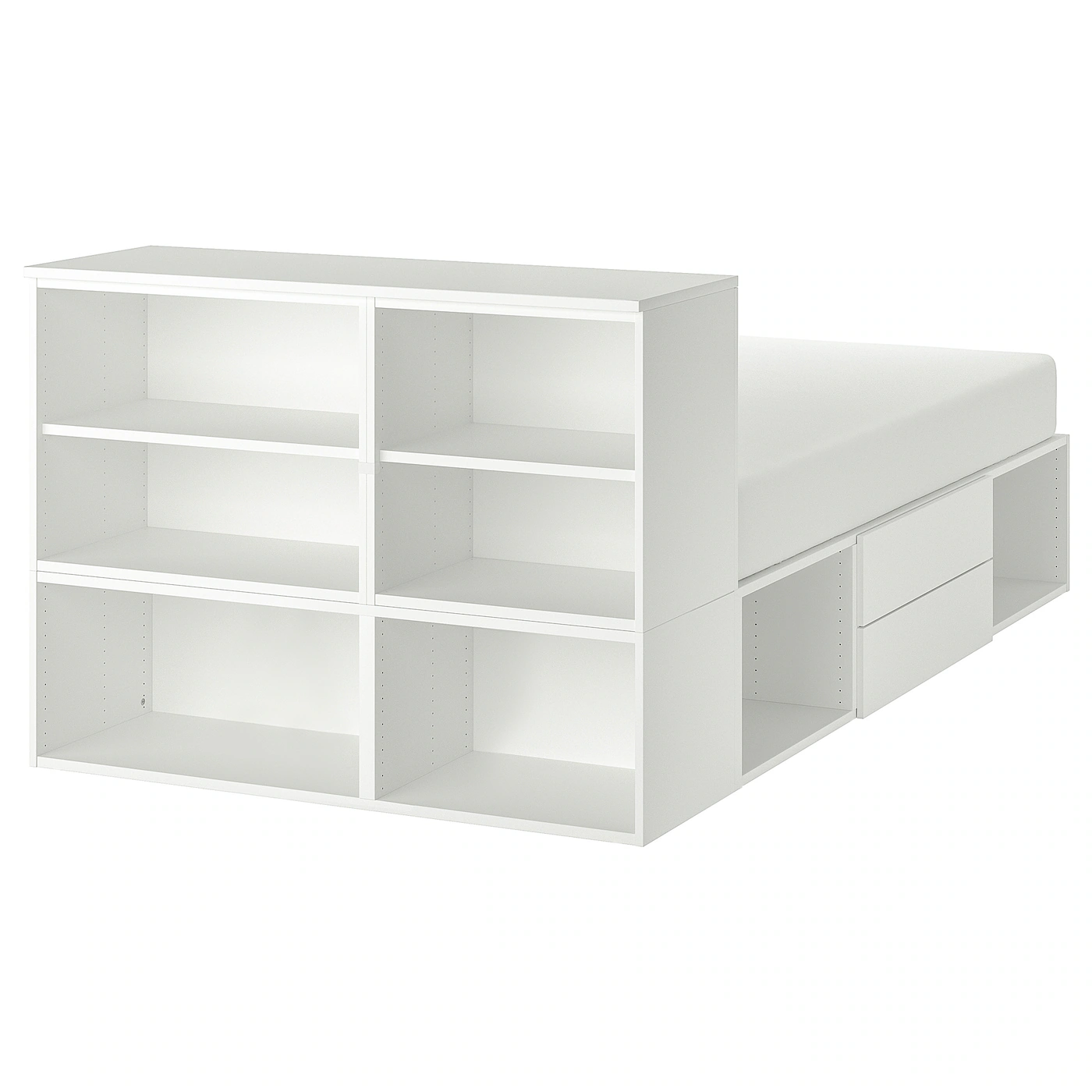 PLATSA Okvir kreveta s 2 fioke, bela/Fonnes, 142x244x103 cm