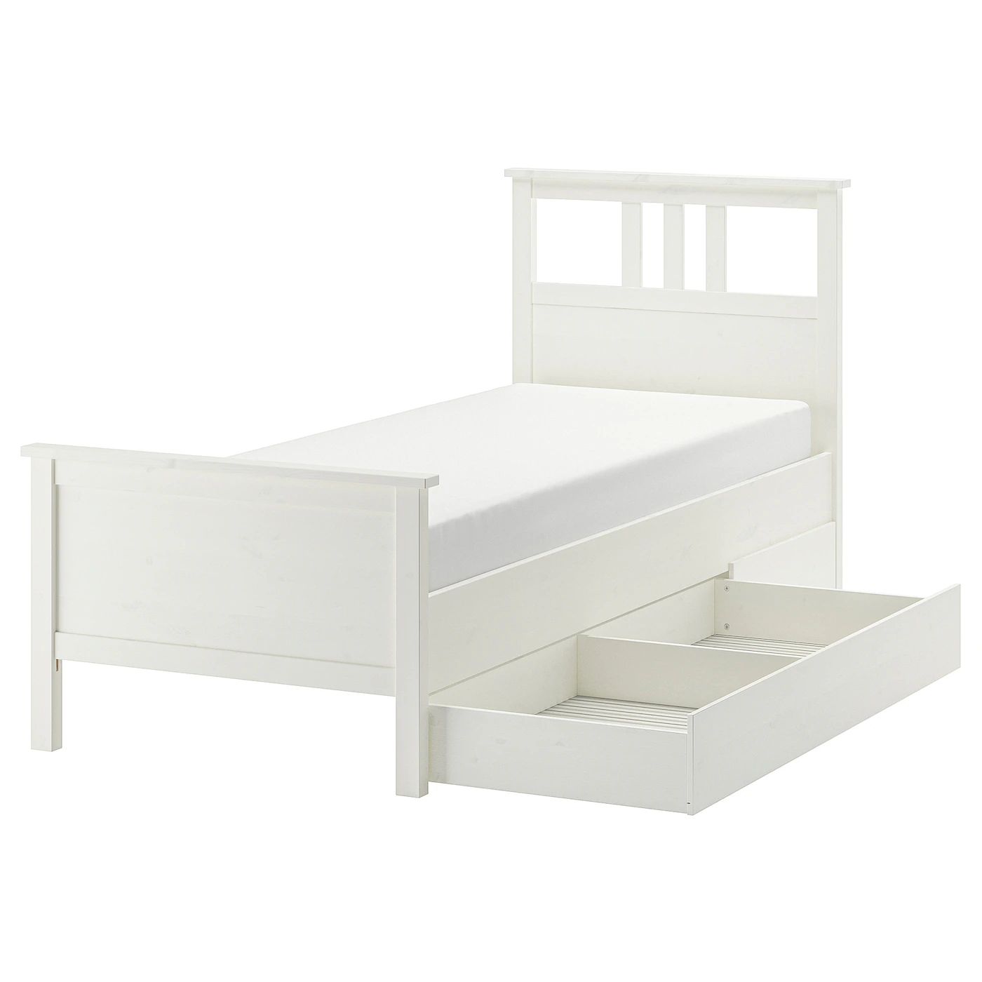 HEMNES Okvir kreveta s 2 kut. za odlaganje, belo bajcovano/Lönset, 90x200 cm