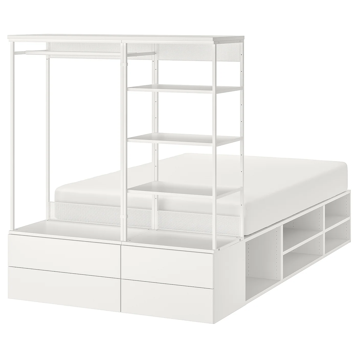 PLATSA Okvir kreveta s 4 fioke, bela/Fonnes, 140x244x163 cm