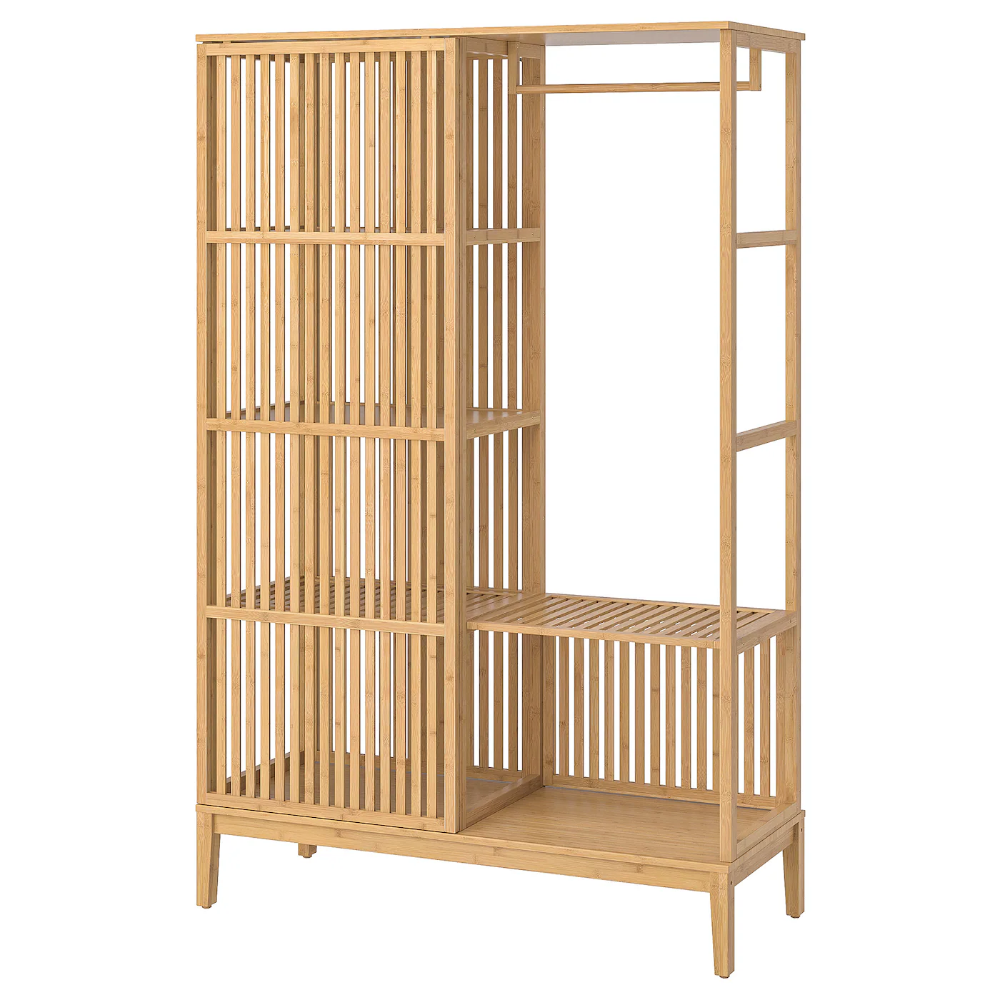 NORDKISA Otv. garderober s kliznim vratima, bambus, 120x186 cm