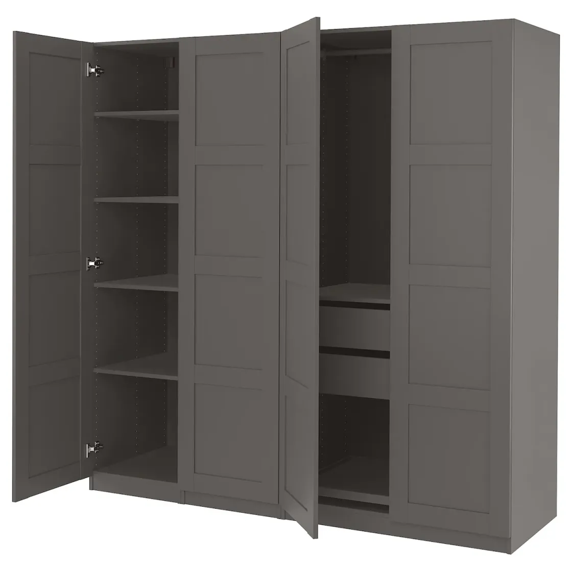 PAX / BERGSBO Garderober, tamnosiva/tamnosiva, 200x60x201 cm