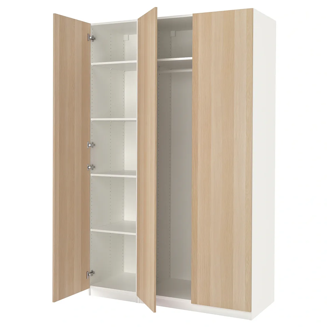 PAX / FORSAND Kombinacija garderobera, bela/belo b. im. hrastovine, 150x60x236 cm