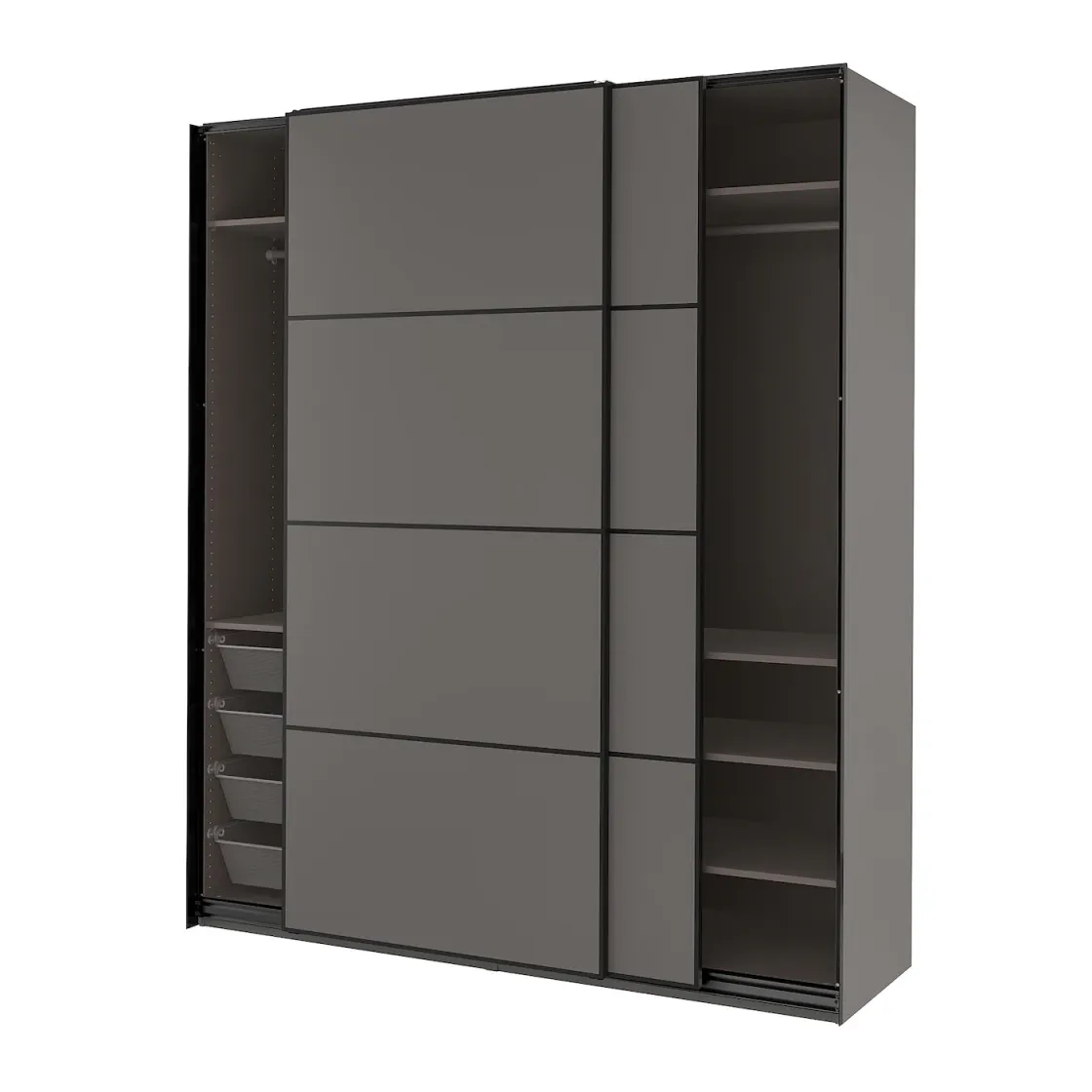 PAX / MEHAMN Garderober, tamnosiva/dvostrano tamnosiva, 200x66x236 cm
