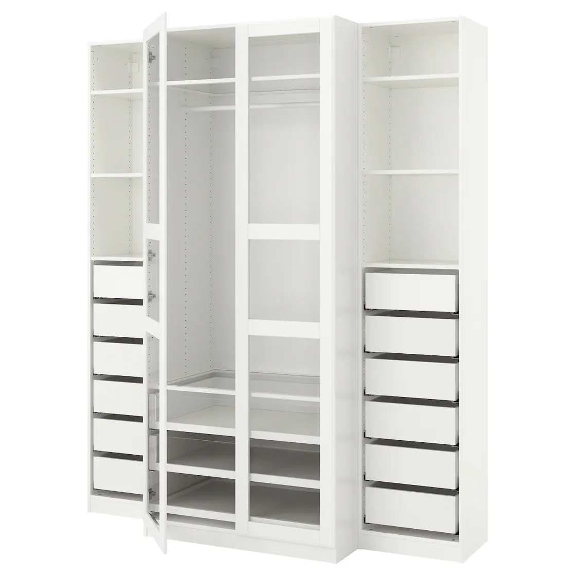 PAX / TYSSEDAL Garderober, bela/belo staklo, 200x60x236 cm