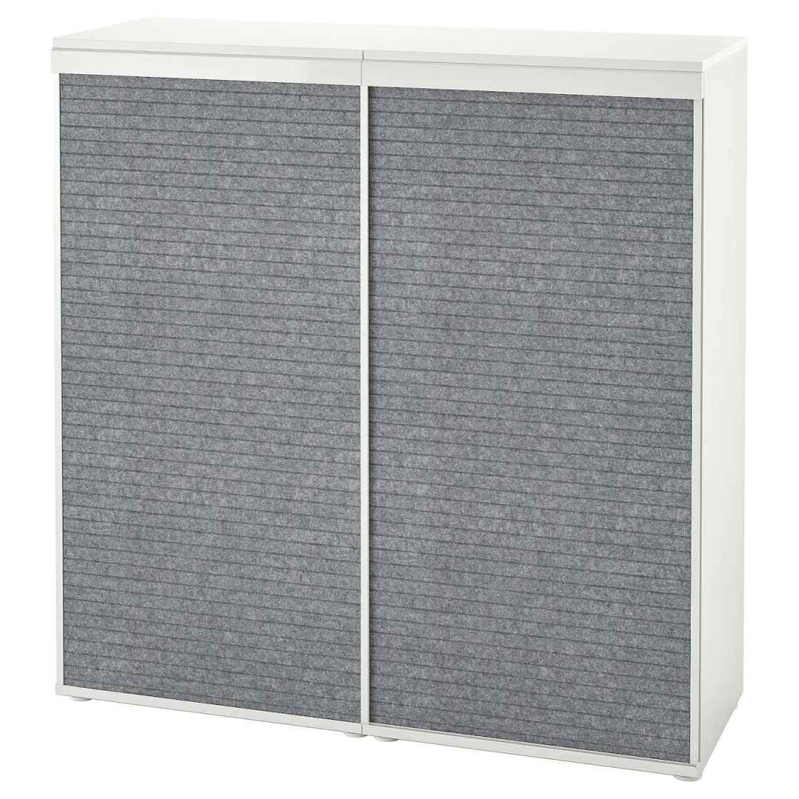 PLATSA Element s 2 kliznim vratima, bela Larkollen/tamnosiva, 120x42x123 cm