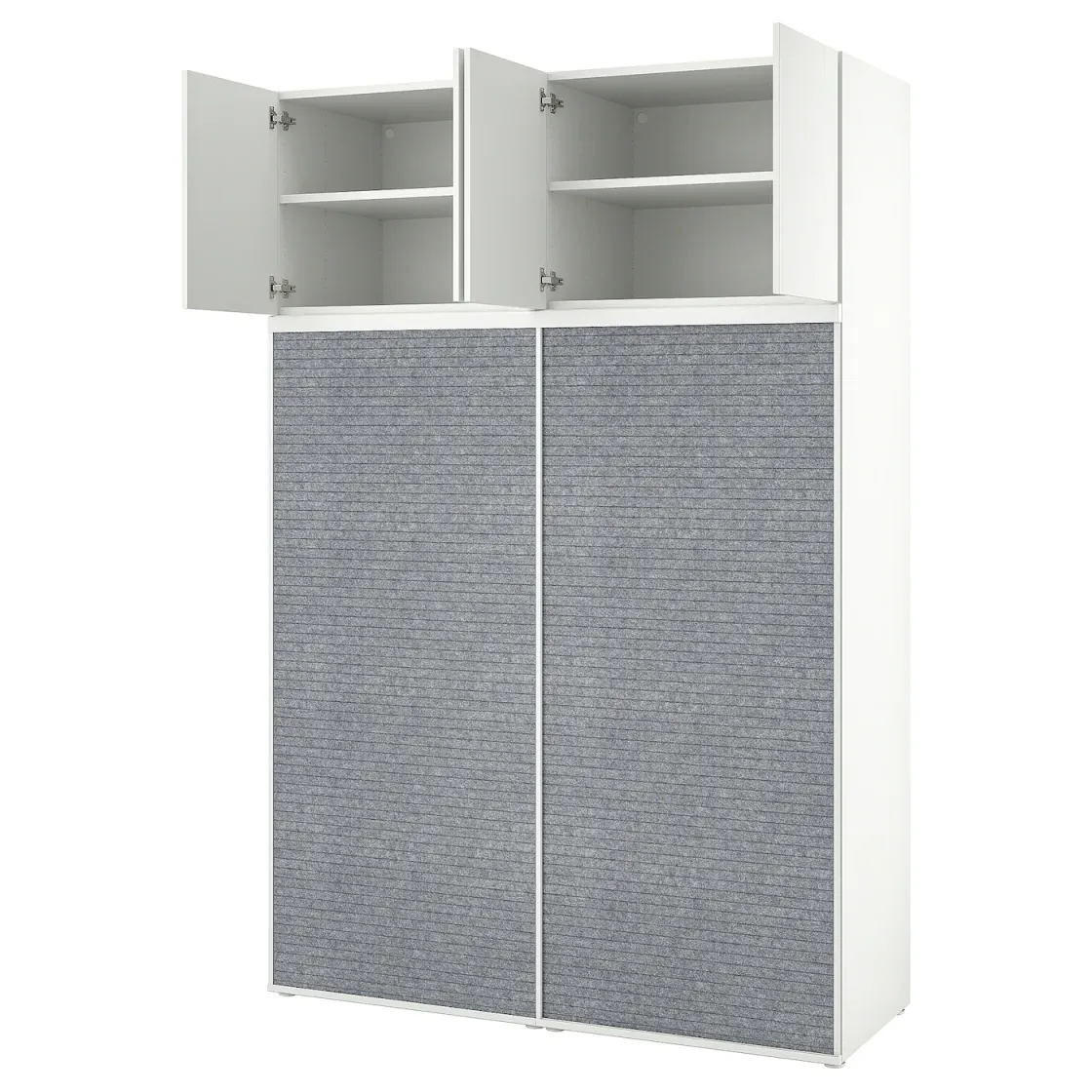PLATSA Garderober i 2 kliz.vrata+4 vrata, bela Larkollen/tamnosiva FONNES bela, 160x57x241 cm