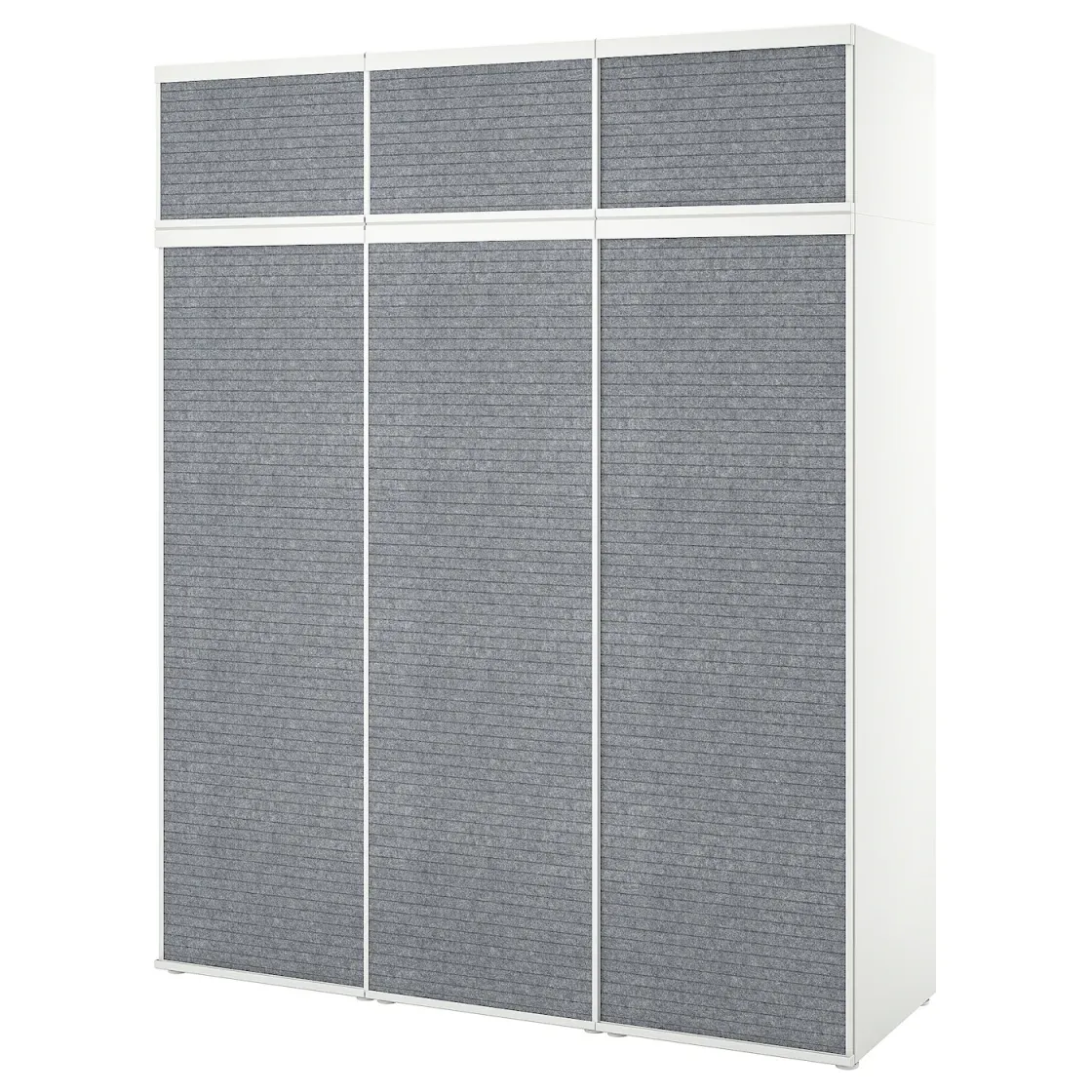 PLATSA Garderober i 6 kliznih vrata, bela Larkollen/tamnosiva, 180x57x221 cm
