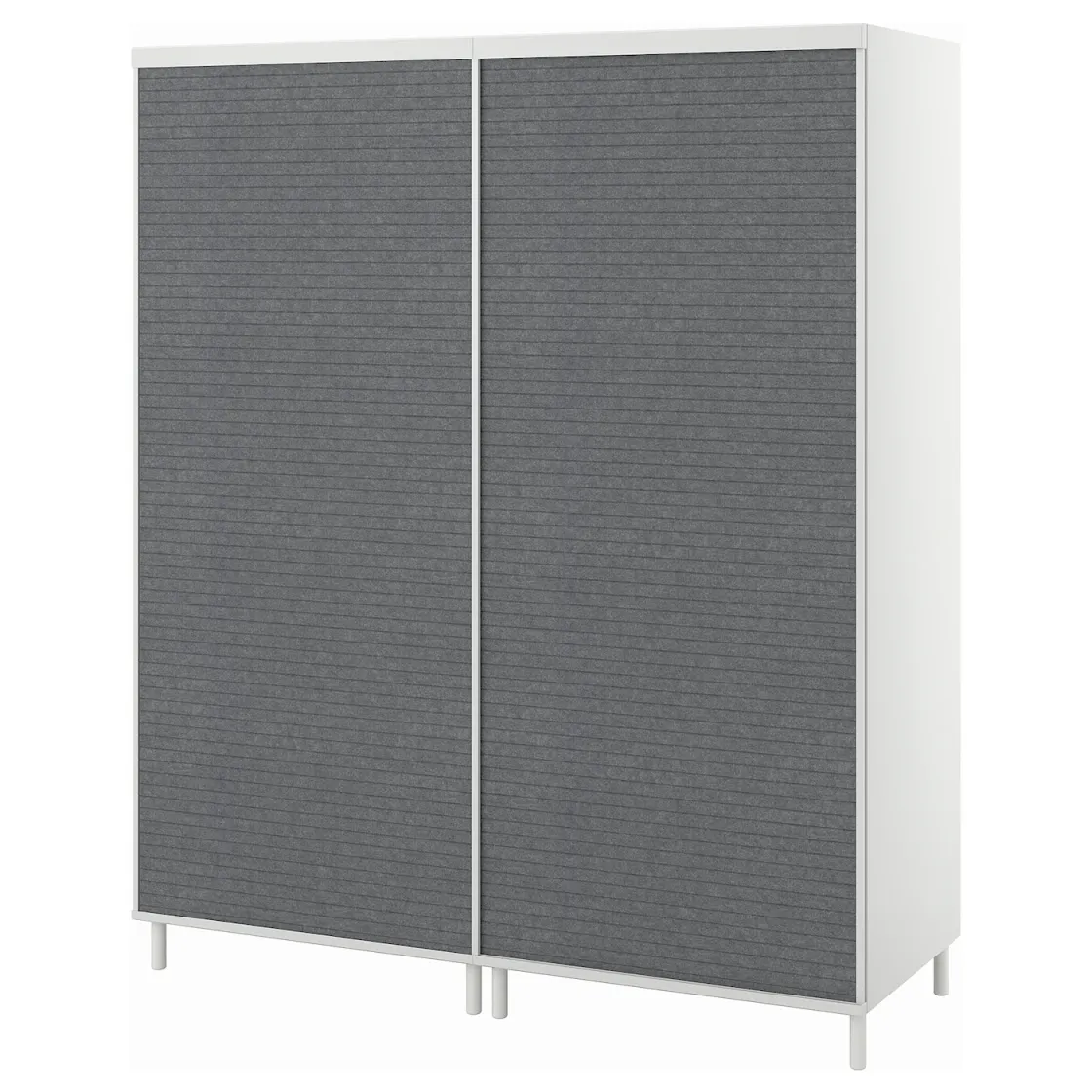 PLATSA Garderober s 2 klizna vrata, bela Larkollen/tamnosiva, 160x57x191 cm