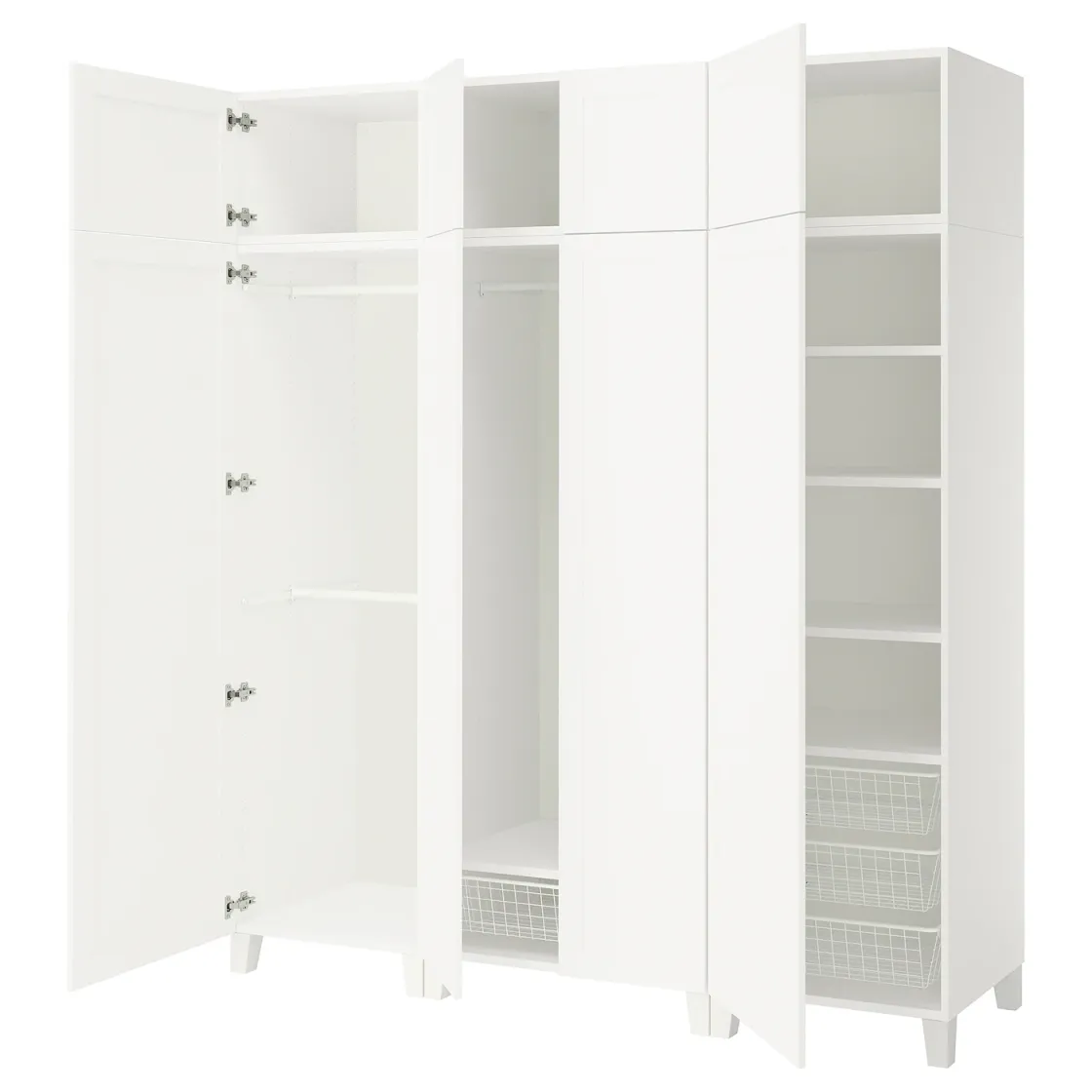 PLATSA Garderober s 8 vrata, bela/Sannidal bela, 200x57x231 cm