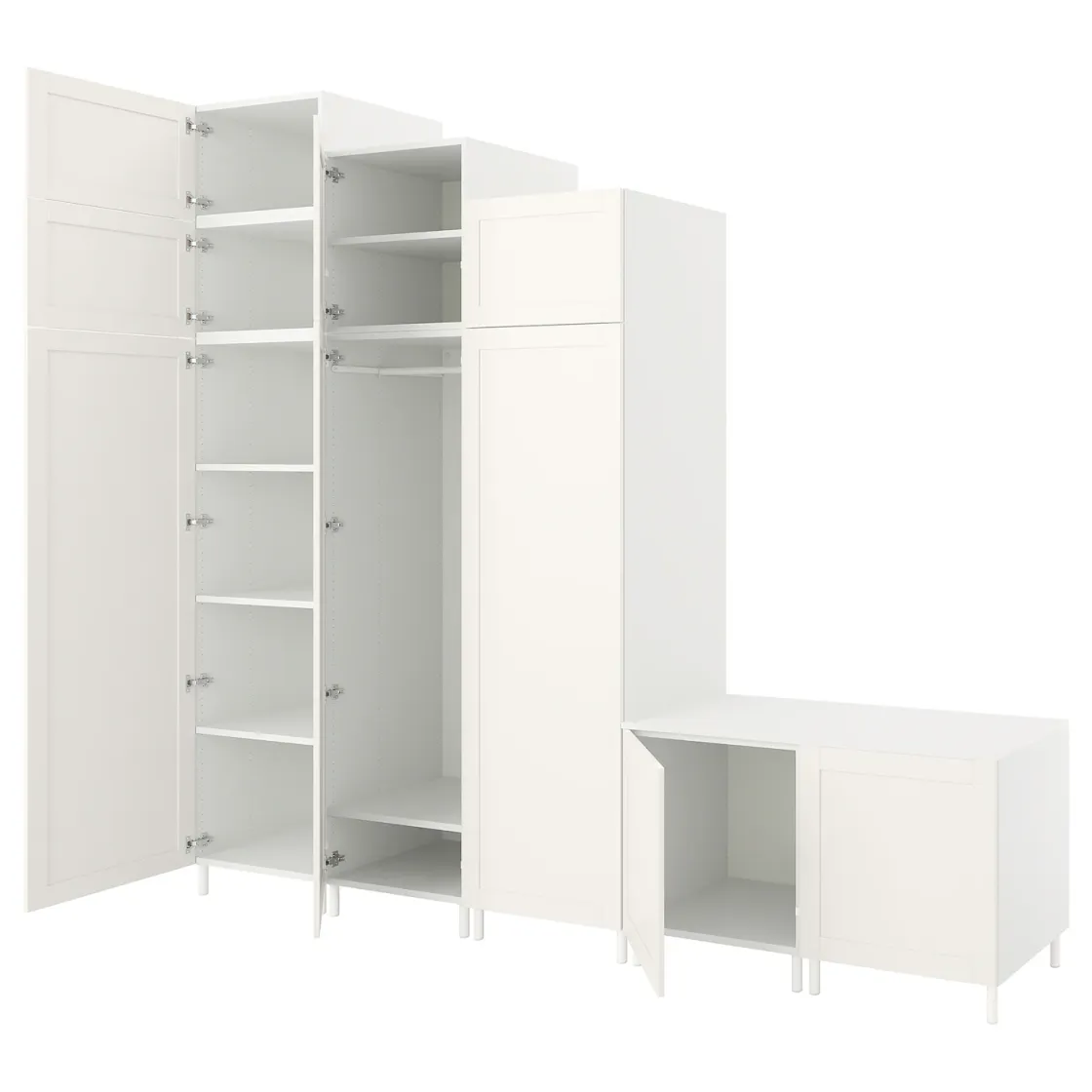 PLATSA Garderober s 9 vrata, bela Sannidal/bela, 300x57x271 cm