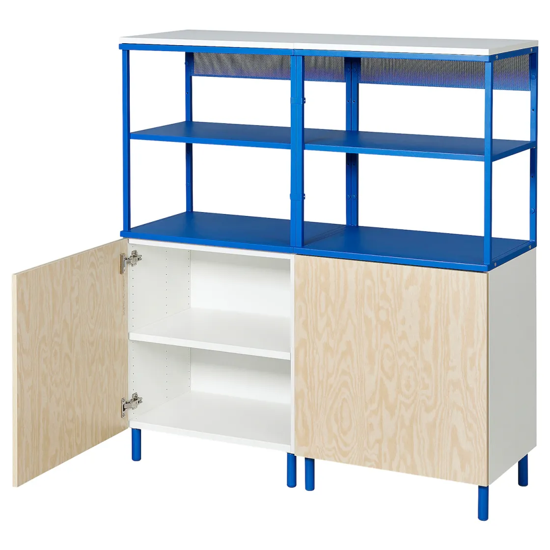 PLATSA Otv. komb. za odlaganje s 2 vrata, bela Kalbåden/plava, 120x42x133 cm