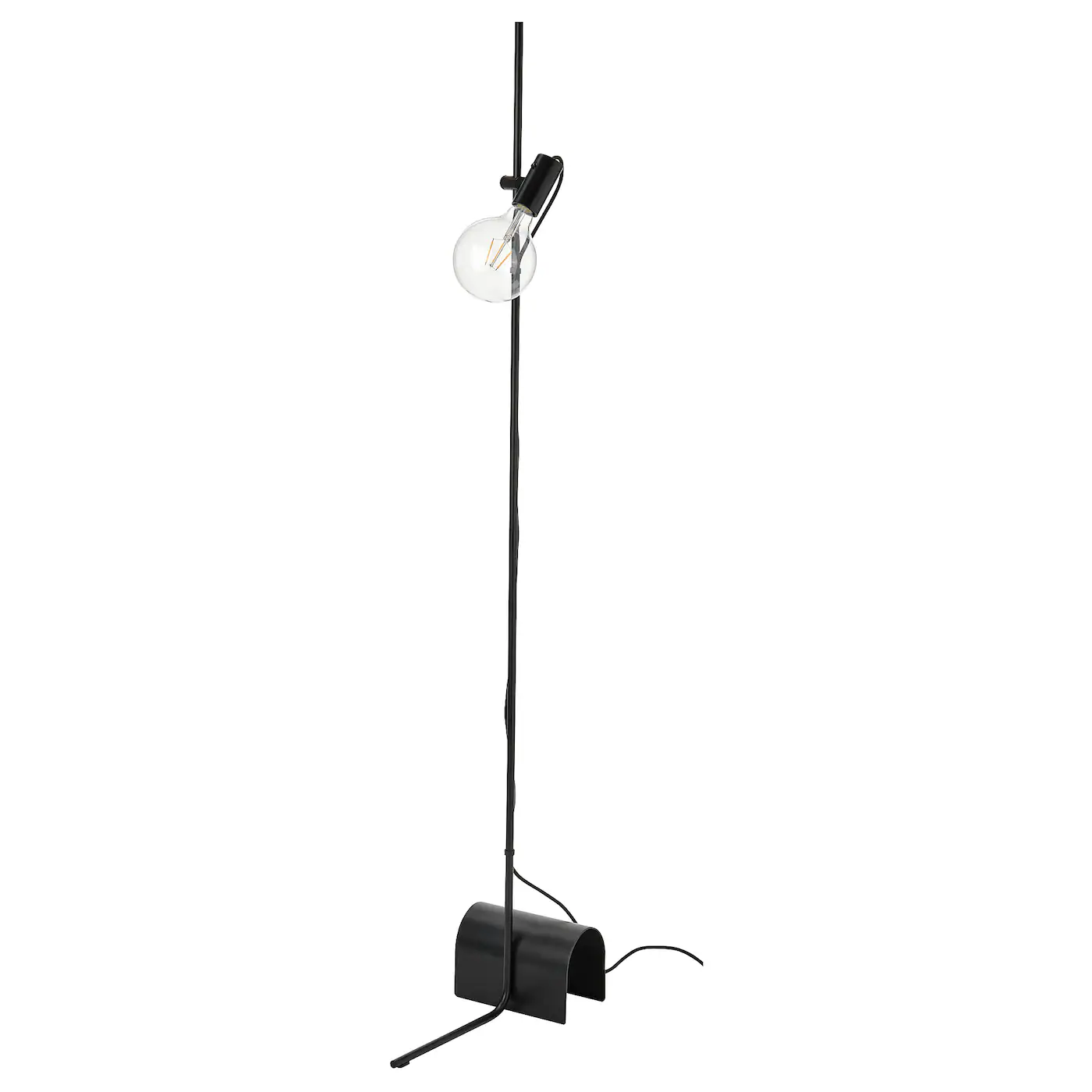 HÅRSLINGA / LUNNOM Pod.lampa i sijalica, crna/bistro staklo