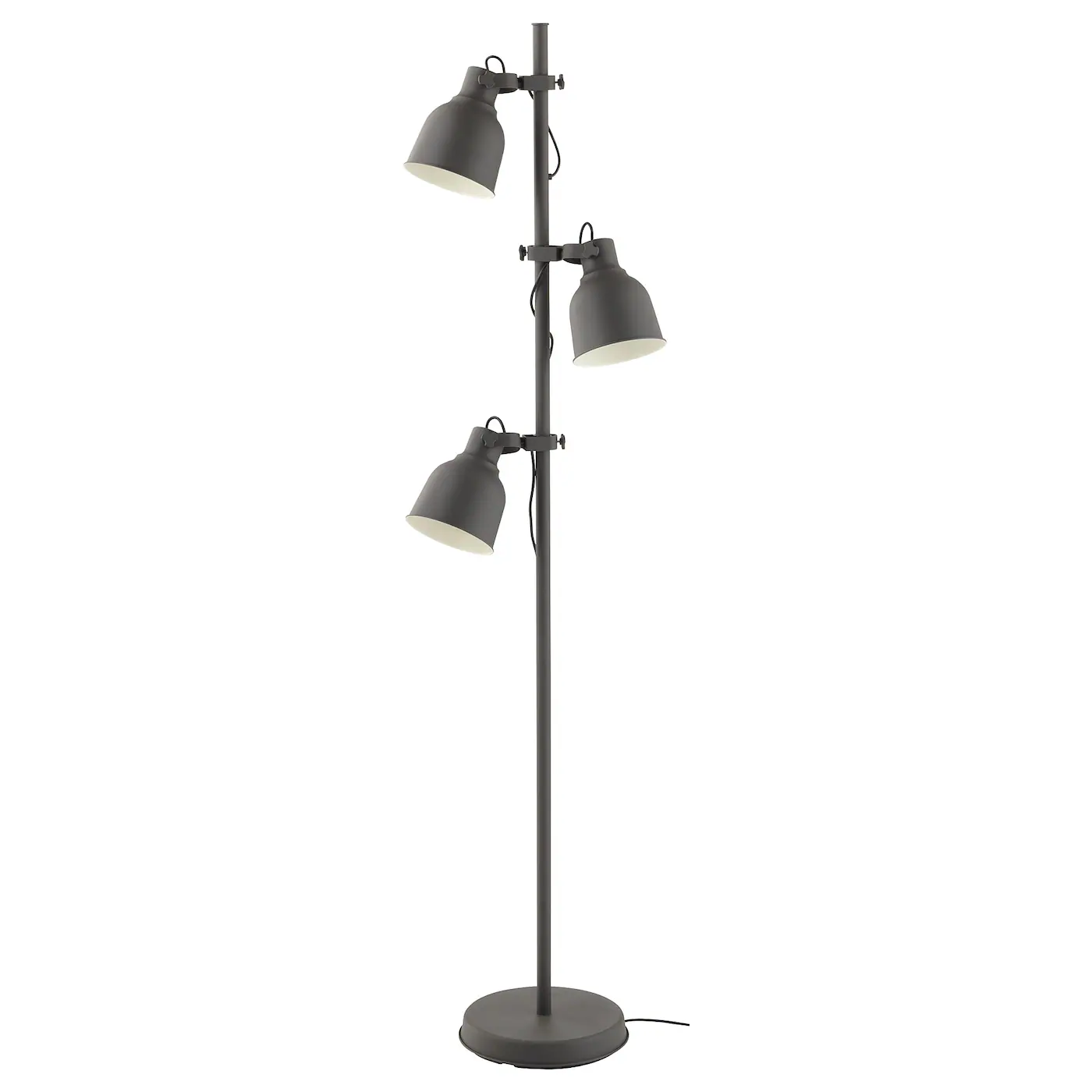 HEKTAR Podna lampa s 3 reflektora, tamnosiva