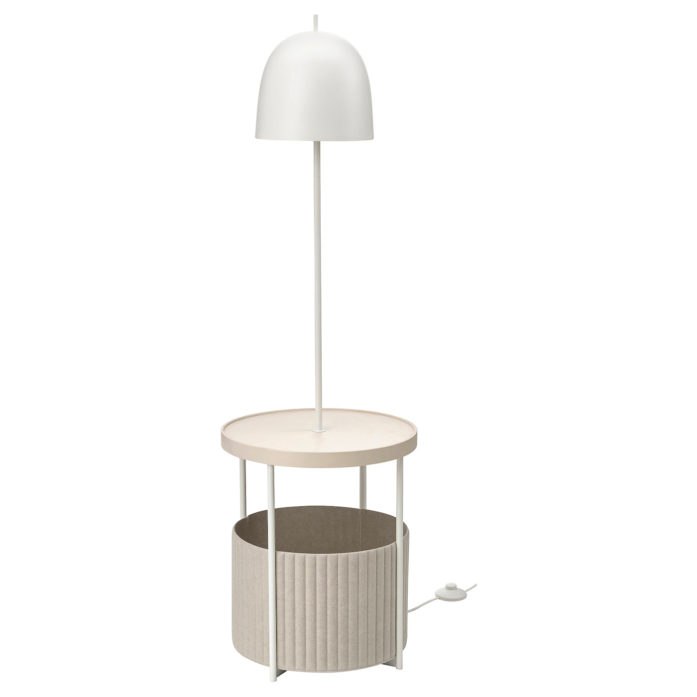 TRINDSNÖ Podna lampa, bela metal/brezov furnir