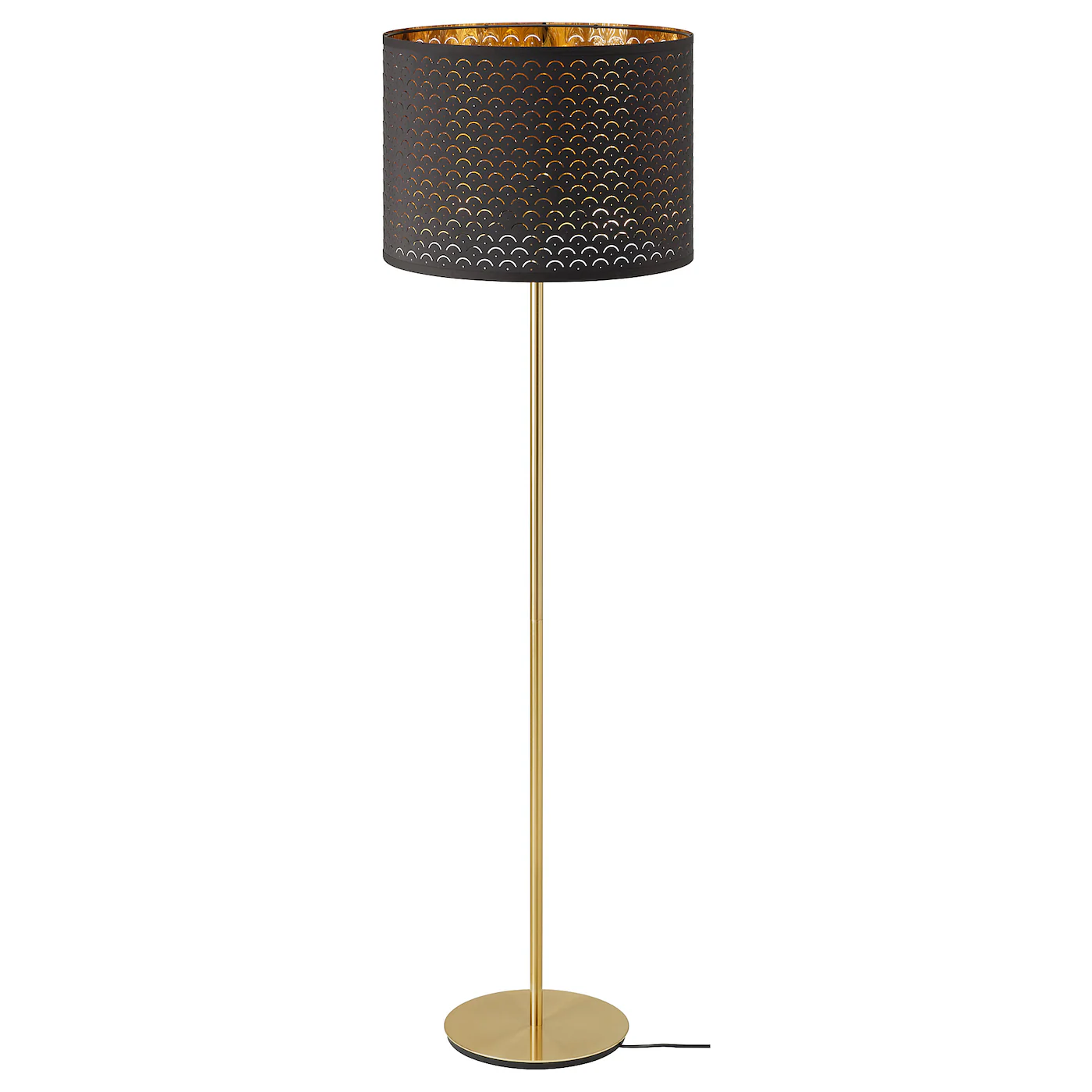 NYMÖ / SKAFTET Podna lampa, crna mesing/mesing