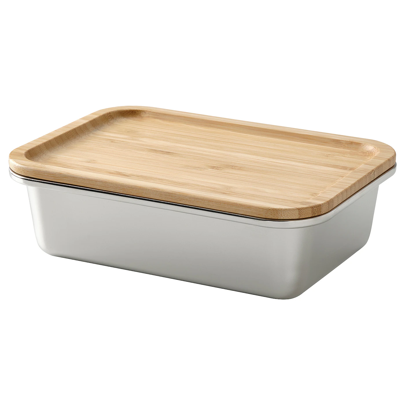 IKEA 365+ Posuda za hranu s poklopcem, pravougaono nerđajući čelik/bambus, 1.0 l