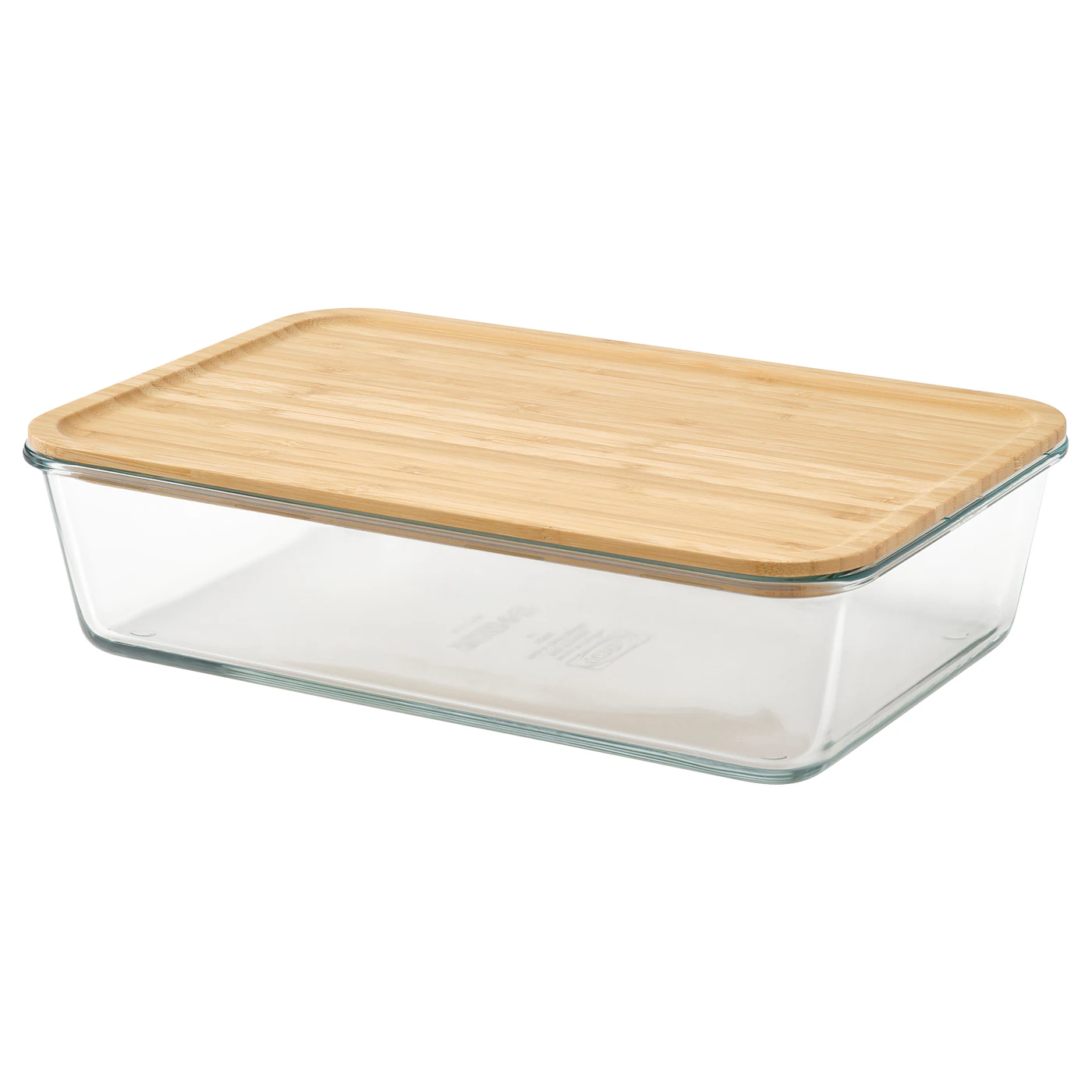 IKEA 365+ Posuda za hranu s poklopcem, veliko pravougaono/staklo bambus, 3.1 l