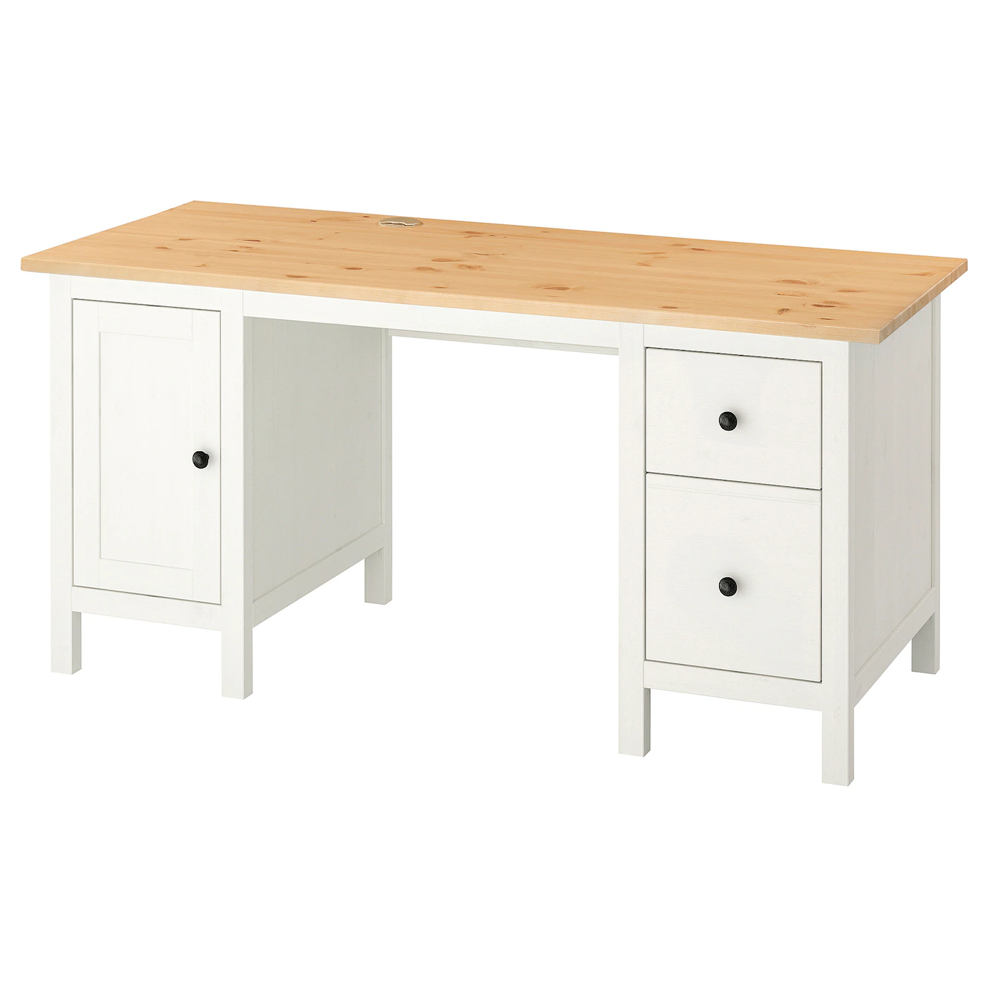 HEMNES Radni sto, belo bajcovano/svetlosmeđa, 155x65 cm