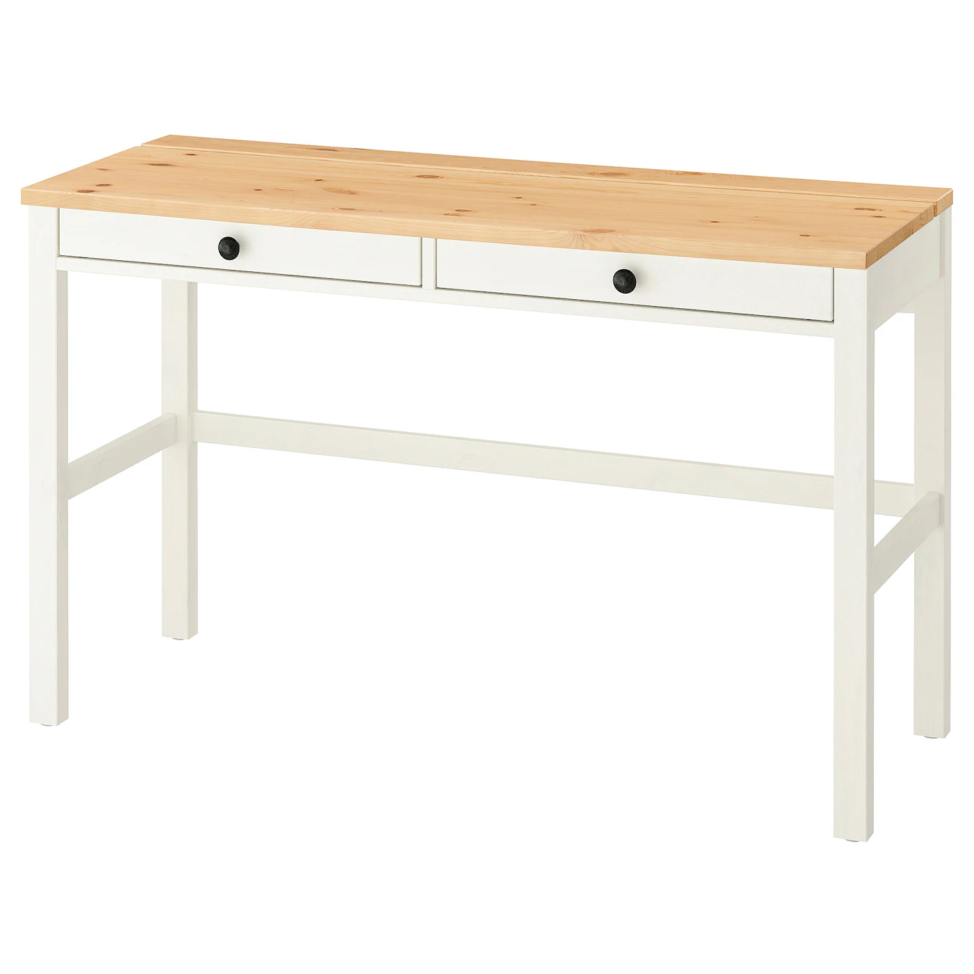 HEMNES Radni sto s 2 fioke, belo bajcovano/svetlosmeđa, 120x47 cm