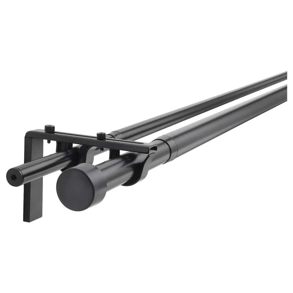 RÄCKA / HUGAD Kombinacija dvostruke garnišne, crna, 120-210 cm