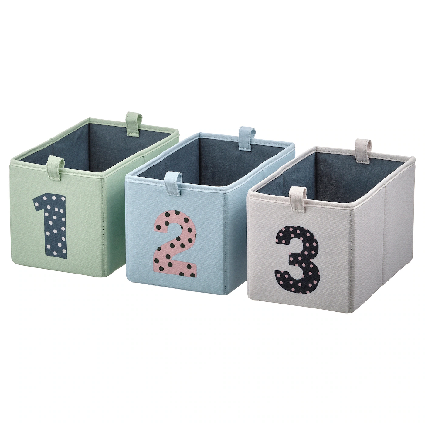 BARNDRÖM Set kutija, 3 kom., zelena plava/bež, 17x27x17 cm